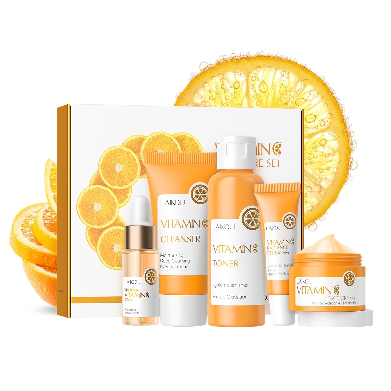 Skin Care Set Vitamin C Women Beauty Gift Sets Skin Care Kit with Cleanser, Toner, Serum, Eye Cream, Face Cream Travel Kit for Women Teen Girls Mom Daughter Birthday TSA-friendly Sizes 5pcs - Image 2