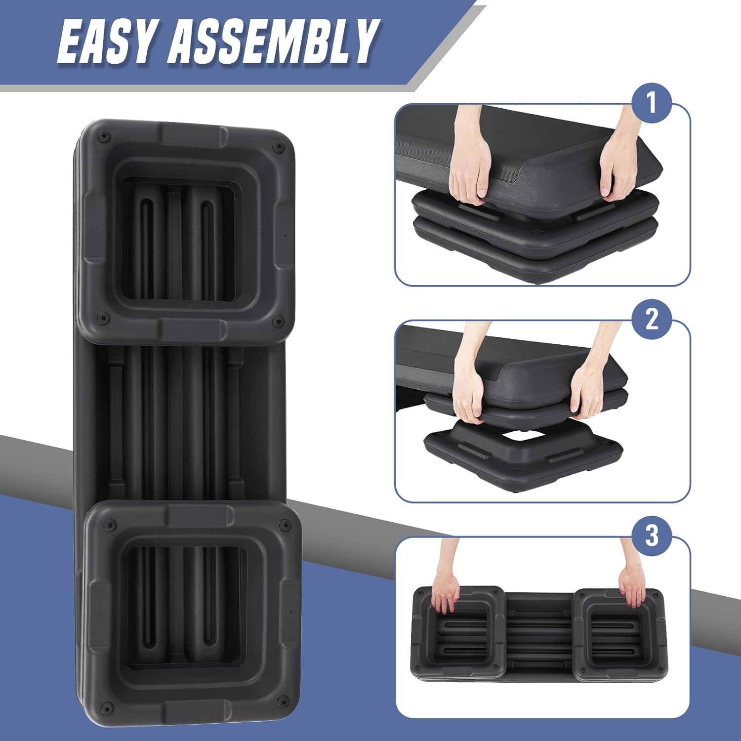 43" Aerobic Exercise Step Platform, Step Up Exercise Platform with 4" 6" 8" Adjustable Risers, Stair Stepper Workout Stepper for Home Gym Strength Training Fitness Equipment - Image 8