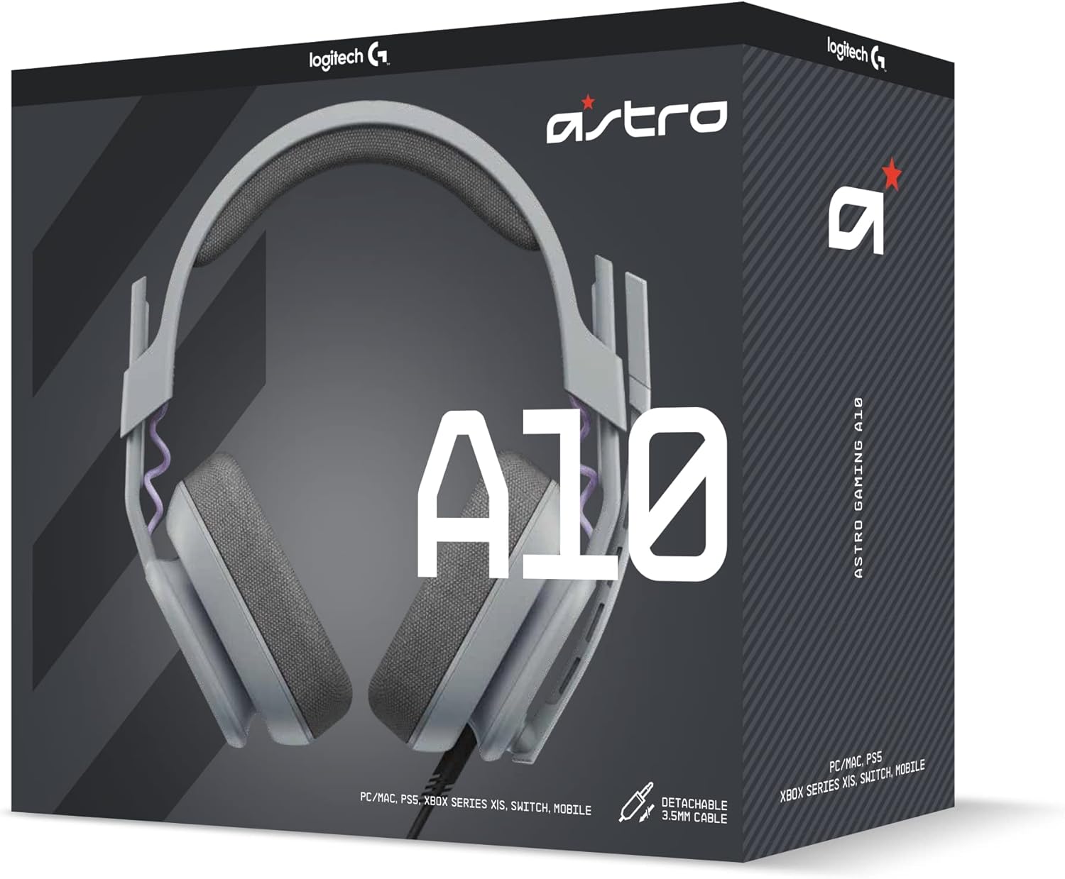 Logitech G Astro A10 Gen 2 Cross-Platform Wired Gaming Headset for PlayStation 5/4, Xbox S|X, Nintendo Switch, PC: 3.5mm Headphone Jack, 32mm Drivers, Flip-to-Mute Mic, Over-Ear - Grey - Image 11