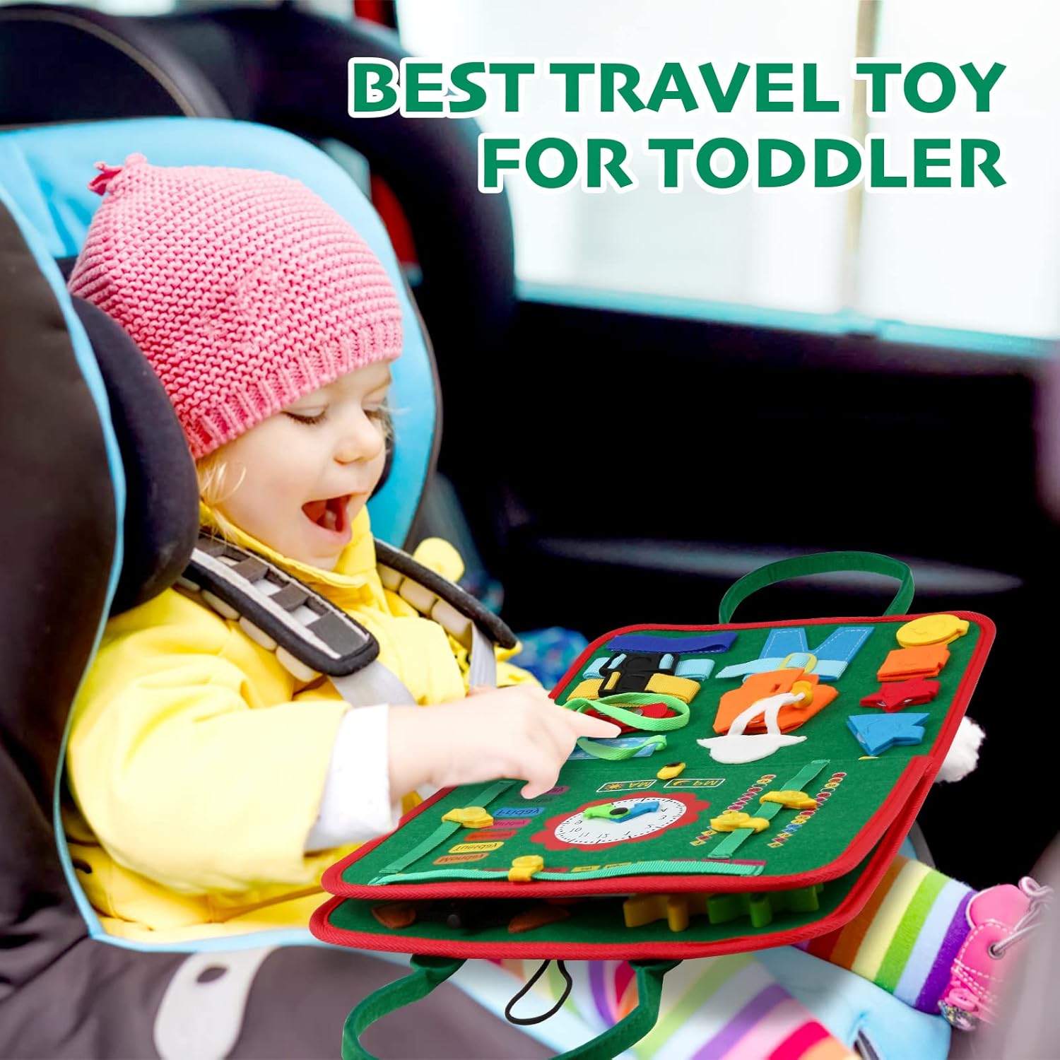 Hooku Busy Board for 1 Year Old, Montessori Sensory Toys for Toddlers 1-3, Fine Motor Travel Toys, Toddler Learning Activities, Birthday Gifts for Baby Boy Girl - Image 5