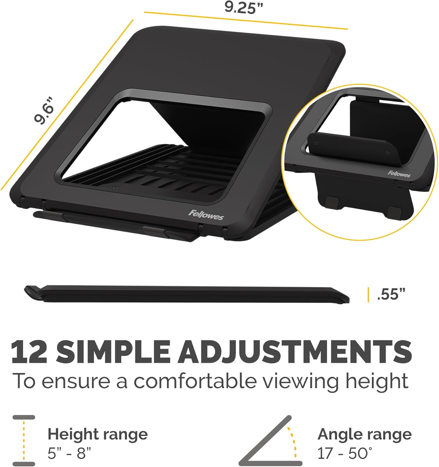 Fellowes Breyta Laptop Stand for The Home and Office, 12 Height Adjustments, 14" Monitor Size- Black - Image 5