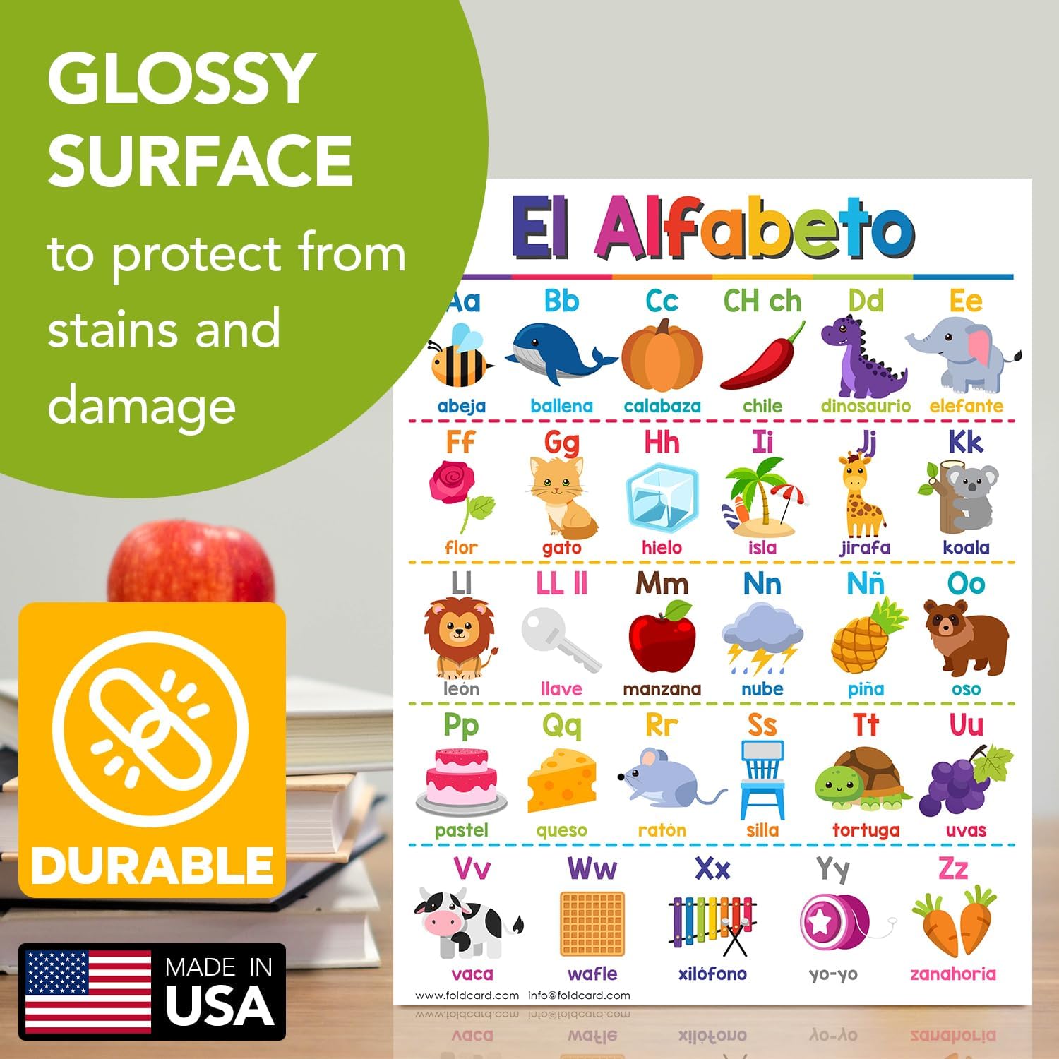 El Alfabeto Spanish Educational Posters for Kids – Alphabet Bilingual Classroom and Homeschool Learning Visual Aid and Chart Decorations for Classrooms | Durable, Glossy Cardstock | 8.5" x 11" - Image 4