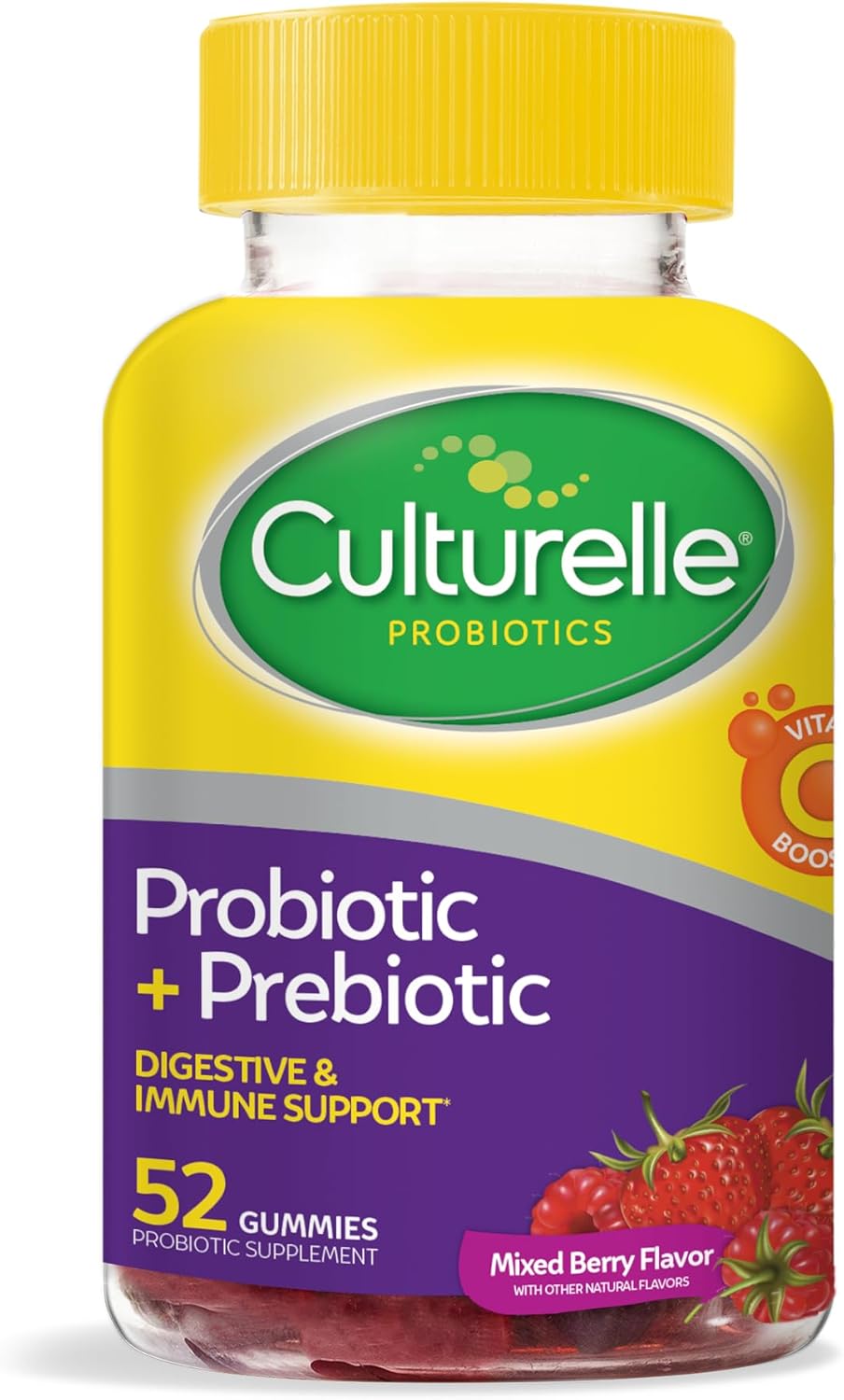 Culturelle Daily Probiotic Gummies for Women & Men, Berry Flavor, 52 Count, Naturally-Sourced Daily Probiotic + Prebiotic for Digestive Health, Non-GMO & Vegan - Image 2