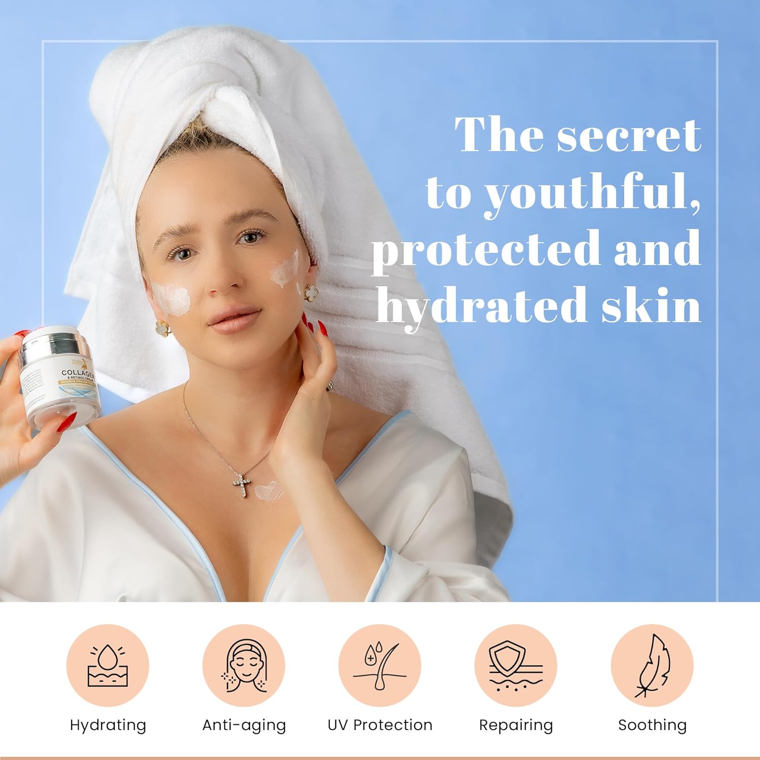 Daily Face Moisturizer with SPF 50 - Retinol, Hyaluronic Acid & Collagen with Age-Defying, Lift & Firm Cream and Sun Protection - Day & Night Repair Anti-Aging Face Moisturizer with Sunscreen | 1.7oz - Image 6