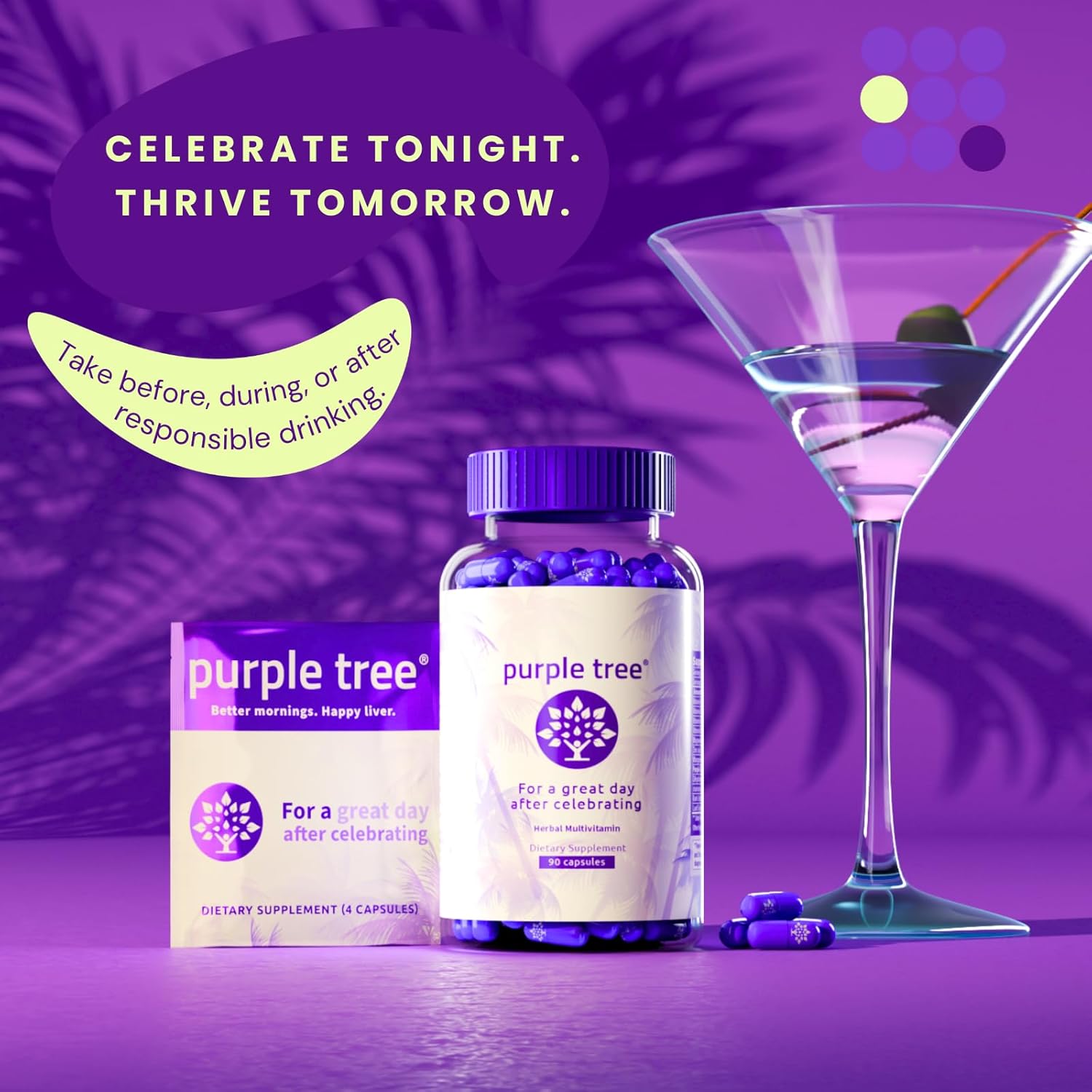 purple tree Post-Celebration Wellness Vitamins | Liver Support, Rapid Hydration, Body Replenisher | Dihydromyricetin DHM, Milk Thistle, Electrolytes, Vitamin B, Willow Bark, Quercetin (30 Pills) - Image 3