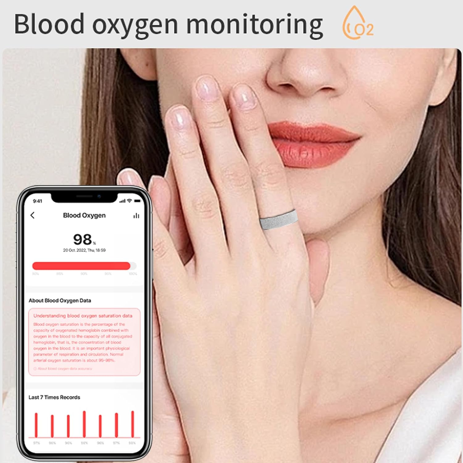 Smart Ring for Women Ladies Fitness Tracker Heart Rate Monitor Sleep Tracker Health Ring Step Counter Calories Waterproof Fashion Smart Rings for Android iOS Phones - Image 6