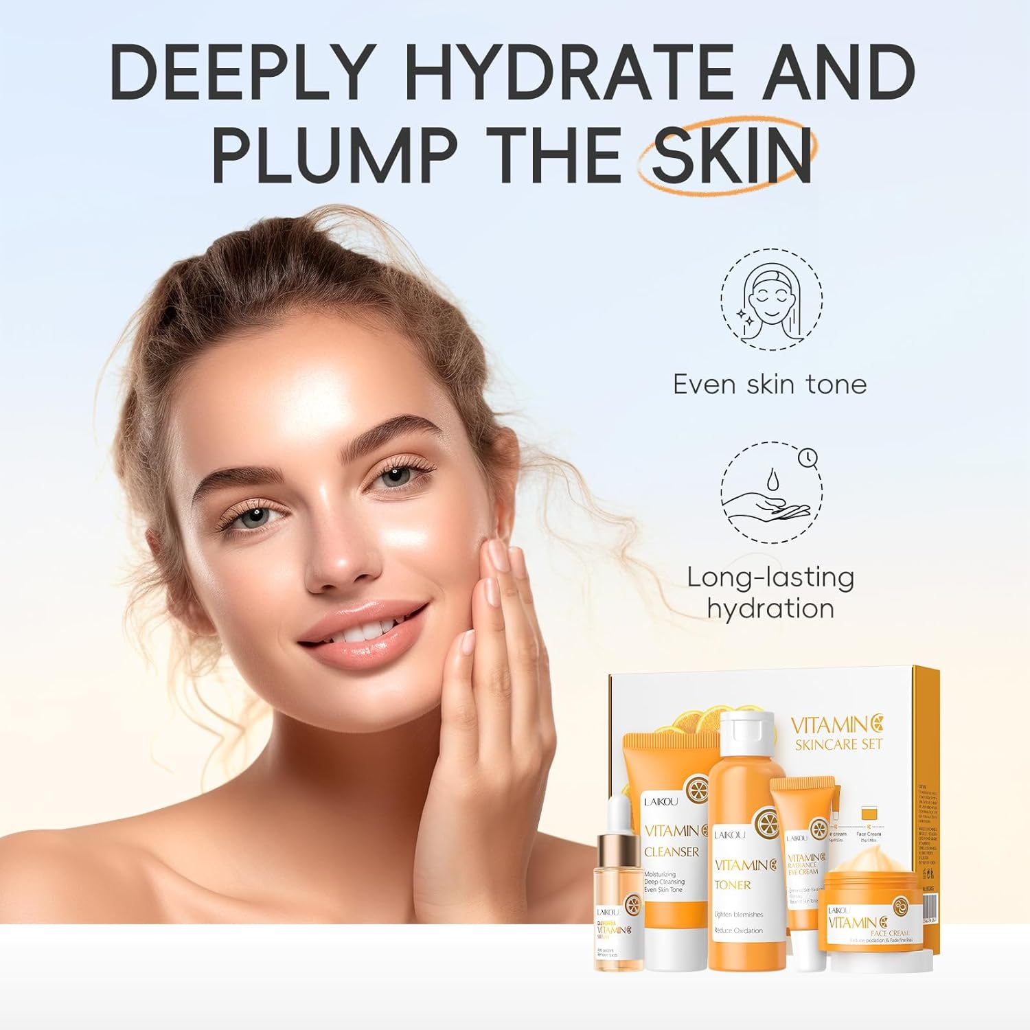 Skin Care Set Vitamin C Women Beauty Gift Sets Skin Care Kit with Cleanser, Toner, Serum, Eye Cream, Face Cream Travel Kit for Women Teen Girls Mom Daughter Birthday TSA-friendly Sizes 5pcs - Image 3