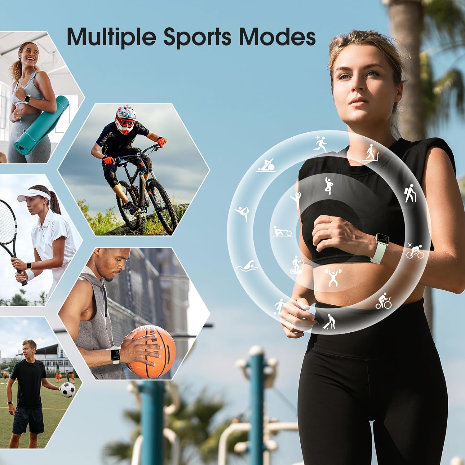 Smart Watch, Fitness Tracker Watch with Heart Rate Monitor, SpO2, Sleep Tracker, 5ATM Waterproof Smartwatch for Women Men Step Counter Pedometer Fitness Watch for iOS and Android Phones - Image 4