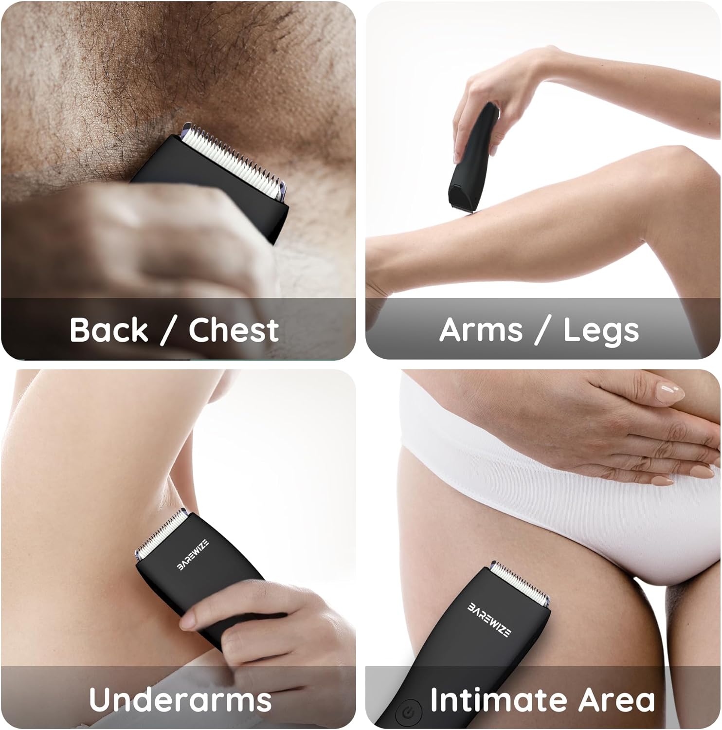 Body Hair & Pubic Hair Trimmer for Men | Waterproof, USB-C Rechargeable, LED Light, Replaceable Ceramic Blade, Electric Ball Shavers, Manscape Kit, Mens Personal Groomer (Raven Black) - Image 7