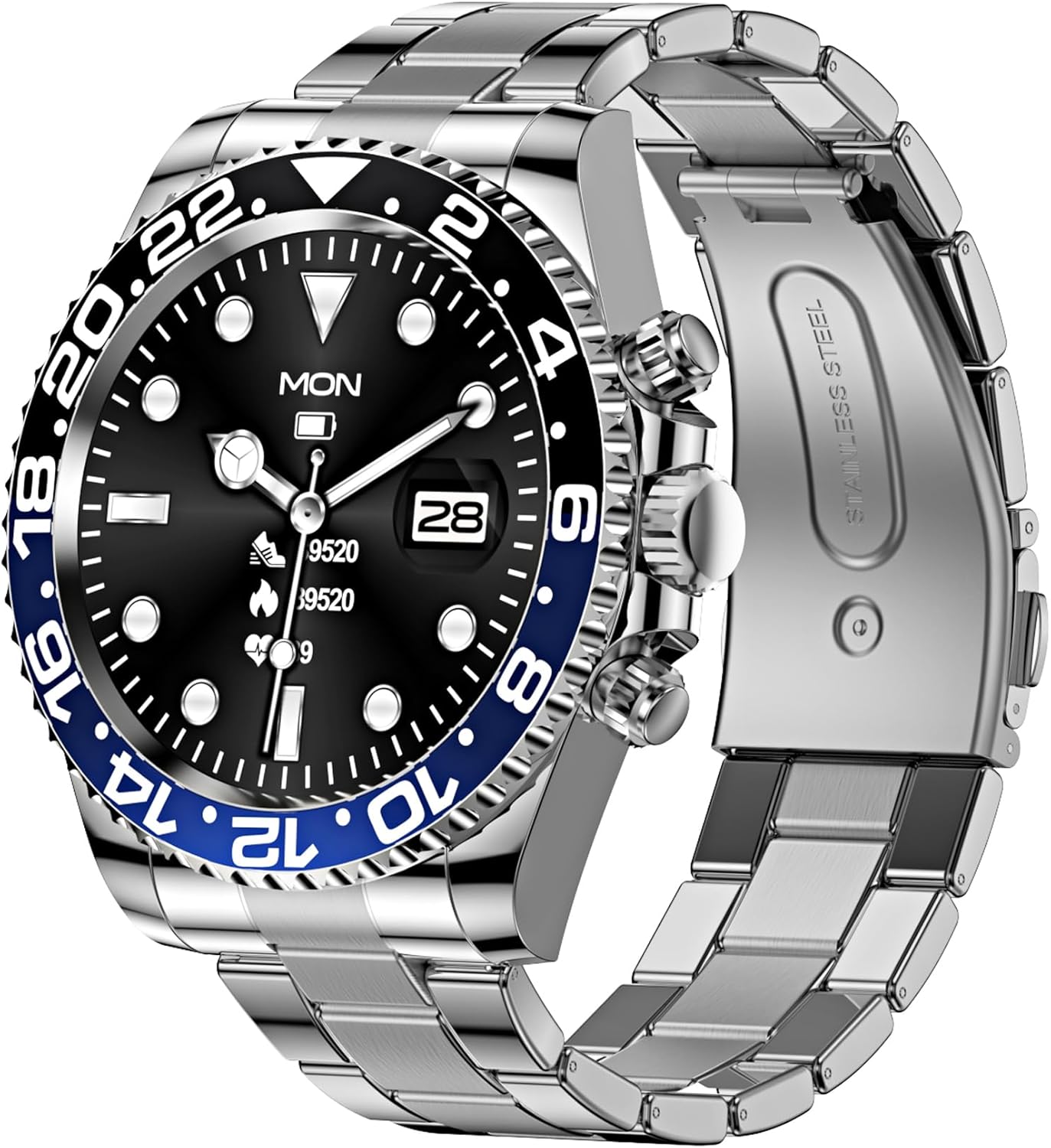 Smart Watch for Android Phones Answer Make Calls SMS Reminder Smartwatch Compatible iPhone Bluetooth Stainless Steel Fitness Watch Men Smart Watches for Men Reloj Inteligente - Image 2