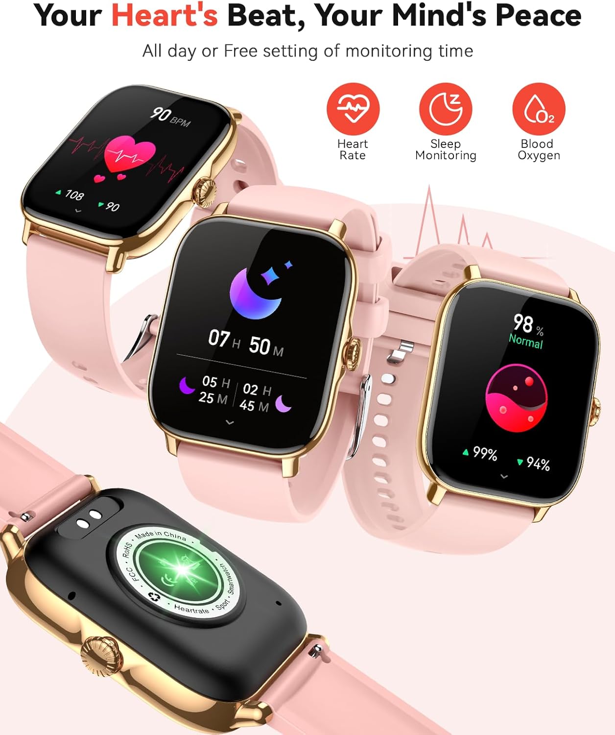 Smart Watch for Women Men, Bluetooth Call, 1.91'' HD Full Touchscreen Fitness Step Tracker Watch for Android iPhone Compatible, IP68 Waterproof Smartwatch With Sleep Monitor/Activity Tracker/Pedometer - Image 5