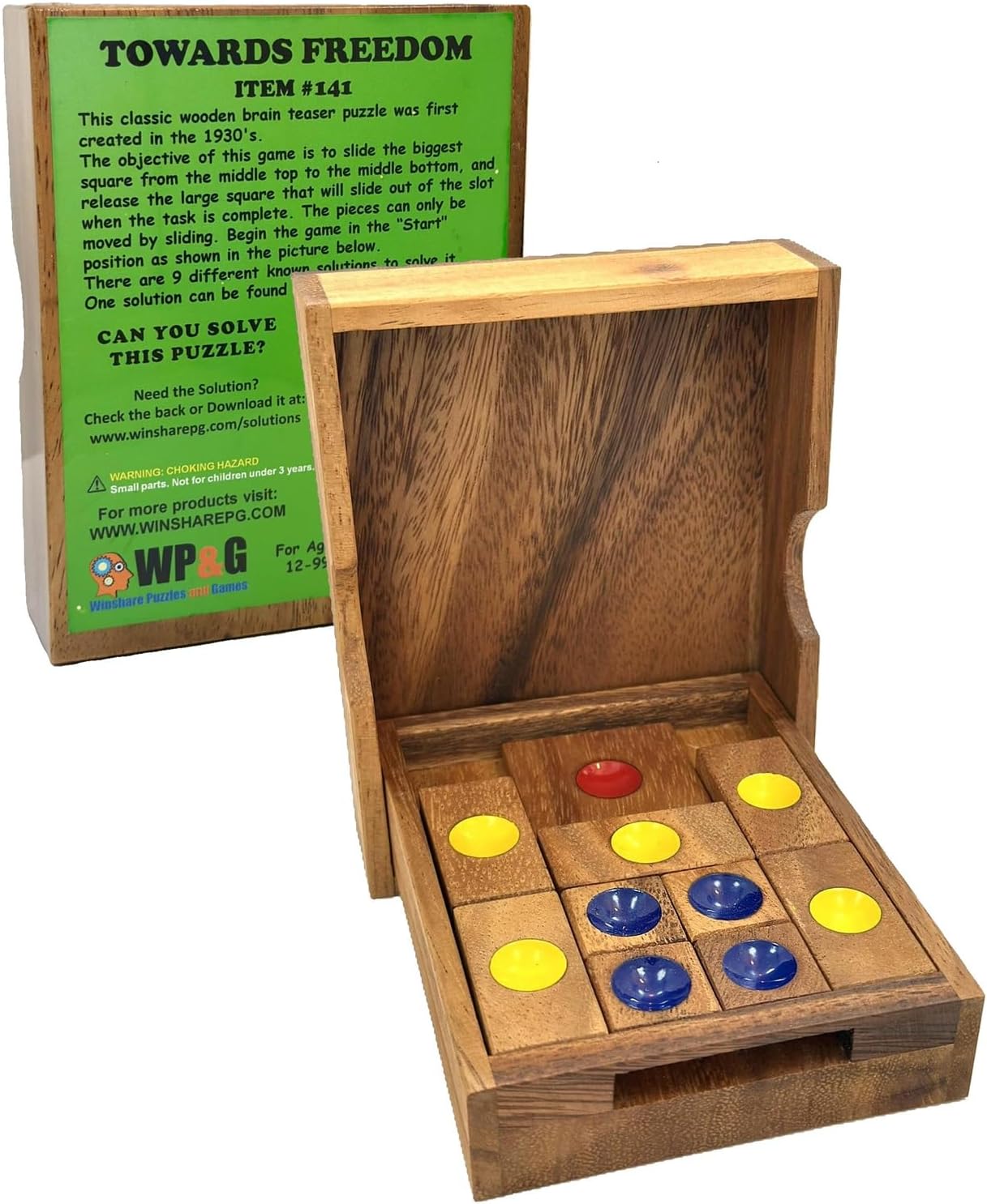 Towards Freedom Wooden IQ Sliding Block Klotski Brain Teaser Puzzle - Travel Game Gift - Image 2