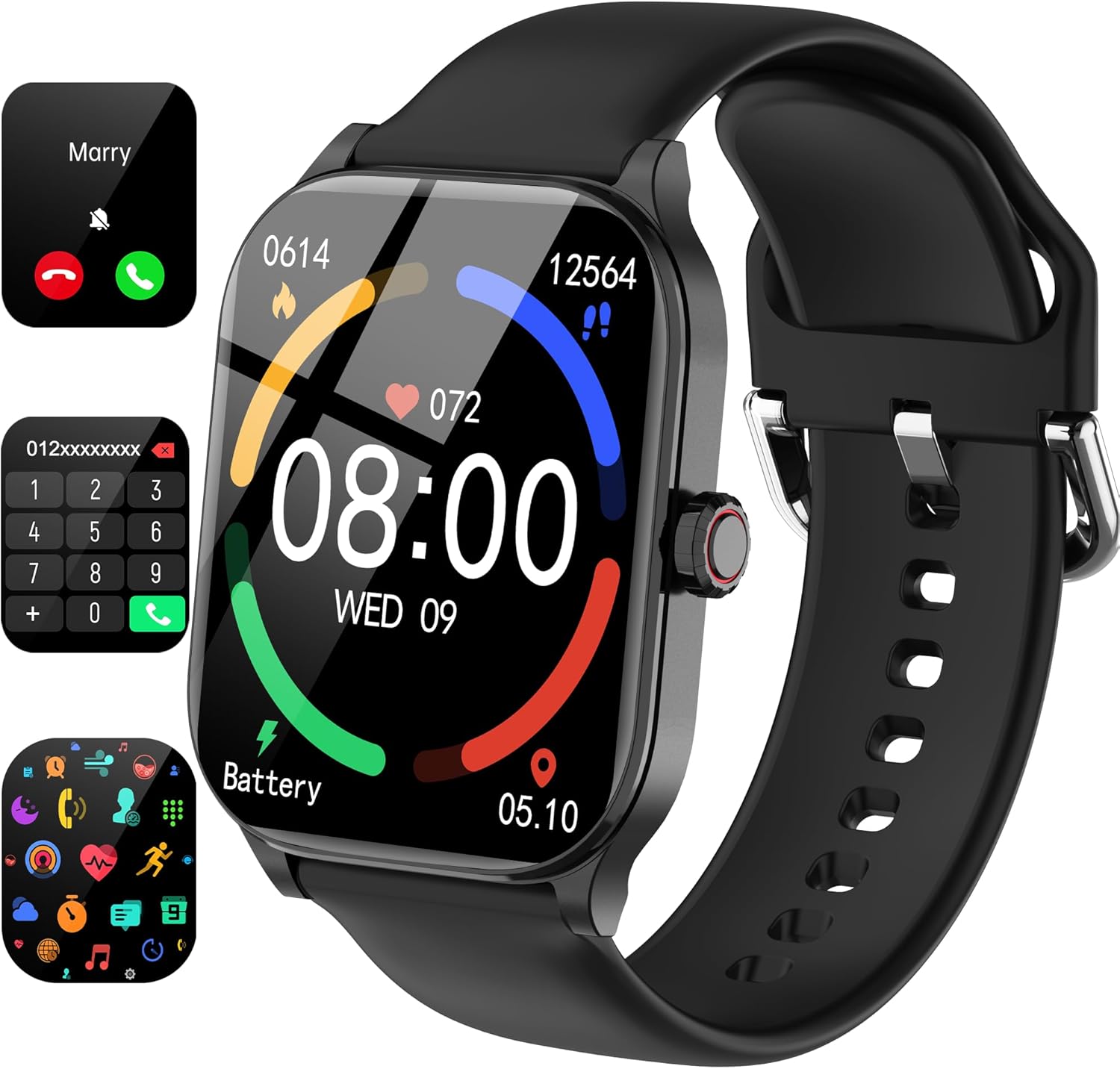 Smart Watch(Answer/Make Call), 1.85" HD Smartwatch for Women Men, Fitness Tracker with 100+ Sport Modes, IP68 Waterproof, Heart Rate/Sleep/Spo2 Monitor, Activity Tracker for Android and iPhone - Image 2