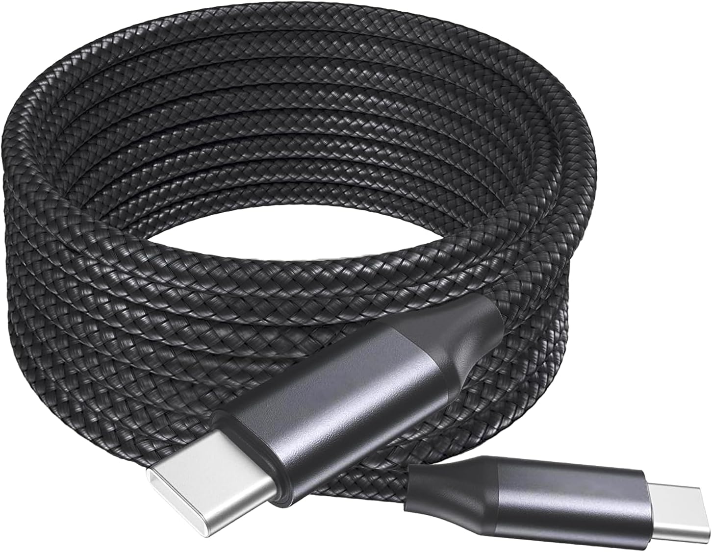 BoxWave Cable Compatible with Jumper J1 Convertible Laptop (16 in) - DirectSync PD Cable (10ft) - USB-C to USB-C (100W), Long Type C Braided Nylon Alloy Fast Charge - Jet Black - Image 3