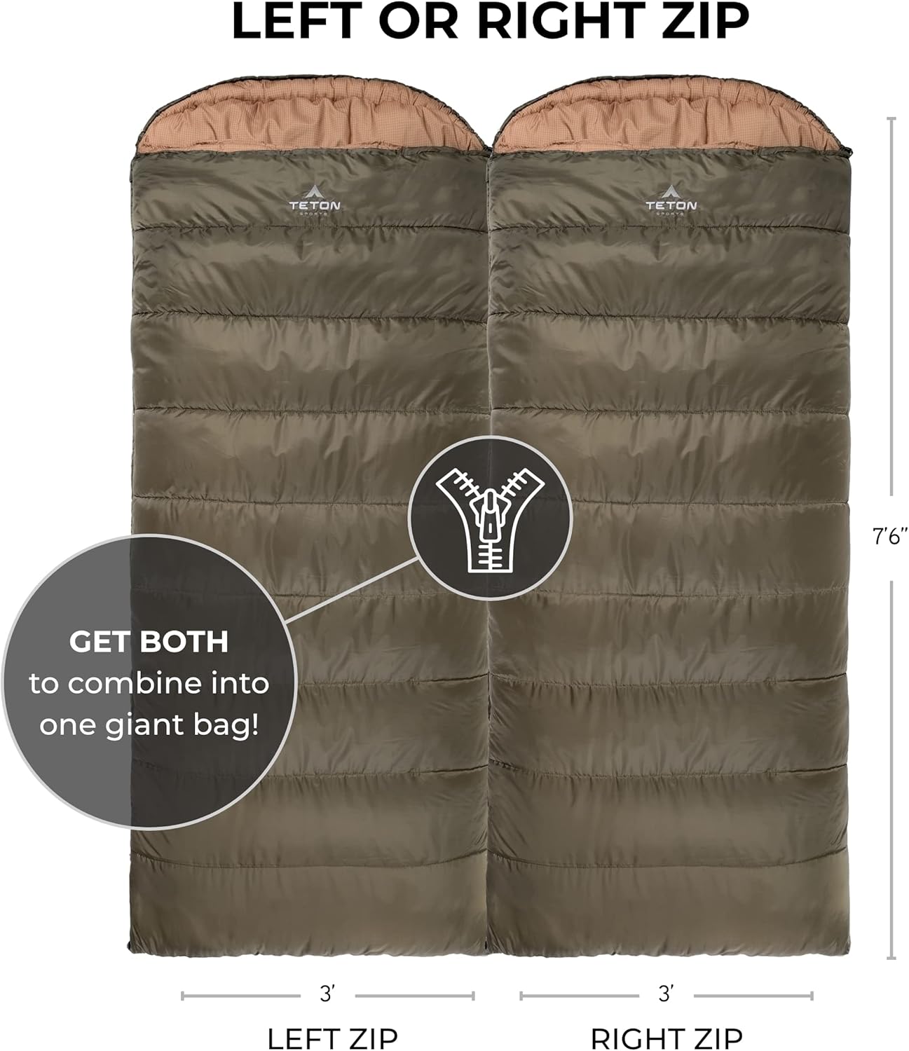 TETON Celsius XL, -25F, 20F, 0F Degree Sleeping Bags, All Weather Warm Sleeping Bag for Adults and Kids, Camping Season, Compression Sack Included - Image 3