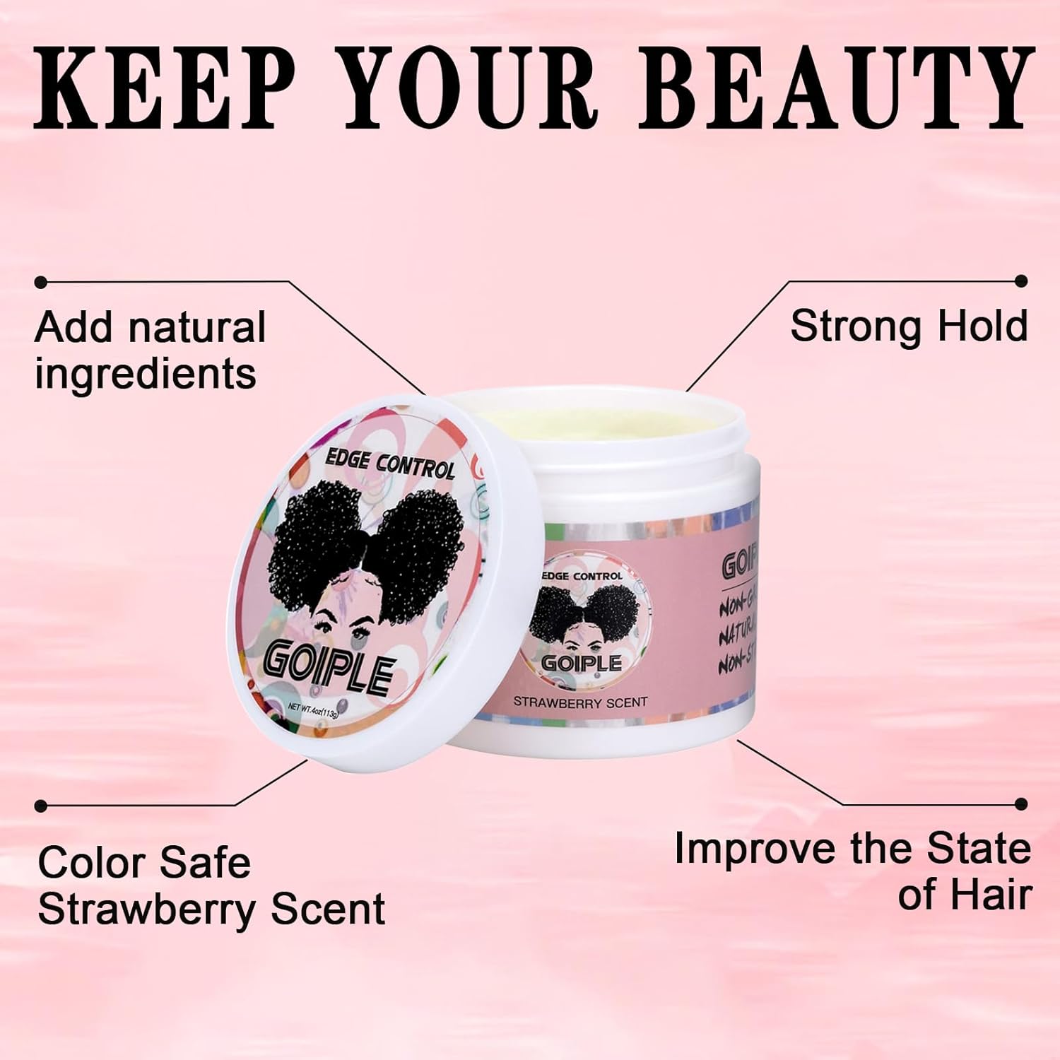 Strong Hold Non-Greasy Edge Control Gel and Wax Stick with Hair Comb for All Hair Types - No Flaking Edge Wax for Styling Black Hair Wigs - Image 3