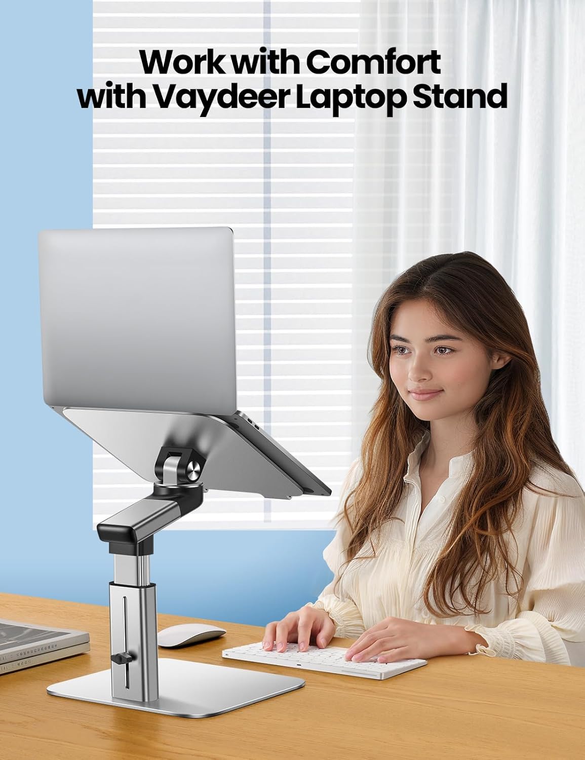 Vaydeer Portable Standing Desk Converter, All-in-One Aluminum Laptop Stand Adjustable Height 360° Rotation, Ergonomic Riser, Universal Fit for MacBook Pro and All Laptops, Sit-to-Stand Design - Image 10