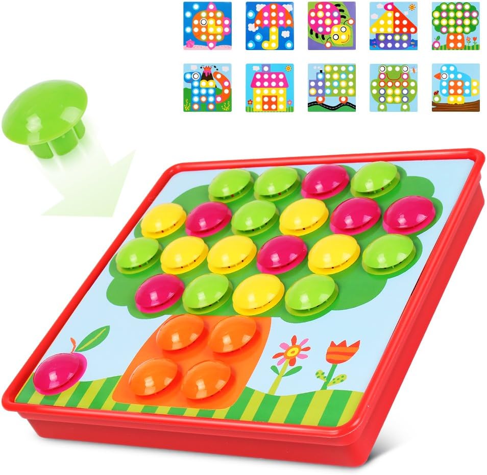 AMOSTING Matching Mosaic Pegboard – Sensory Early Educational Kids Activity, Gifts for Toddlers - Image 3