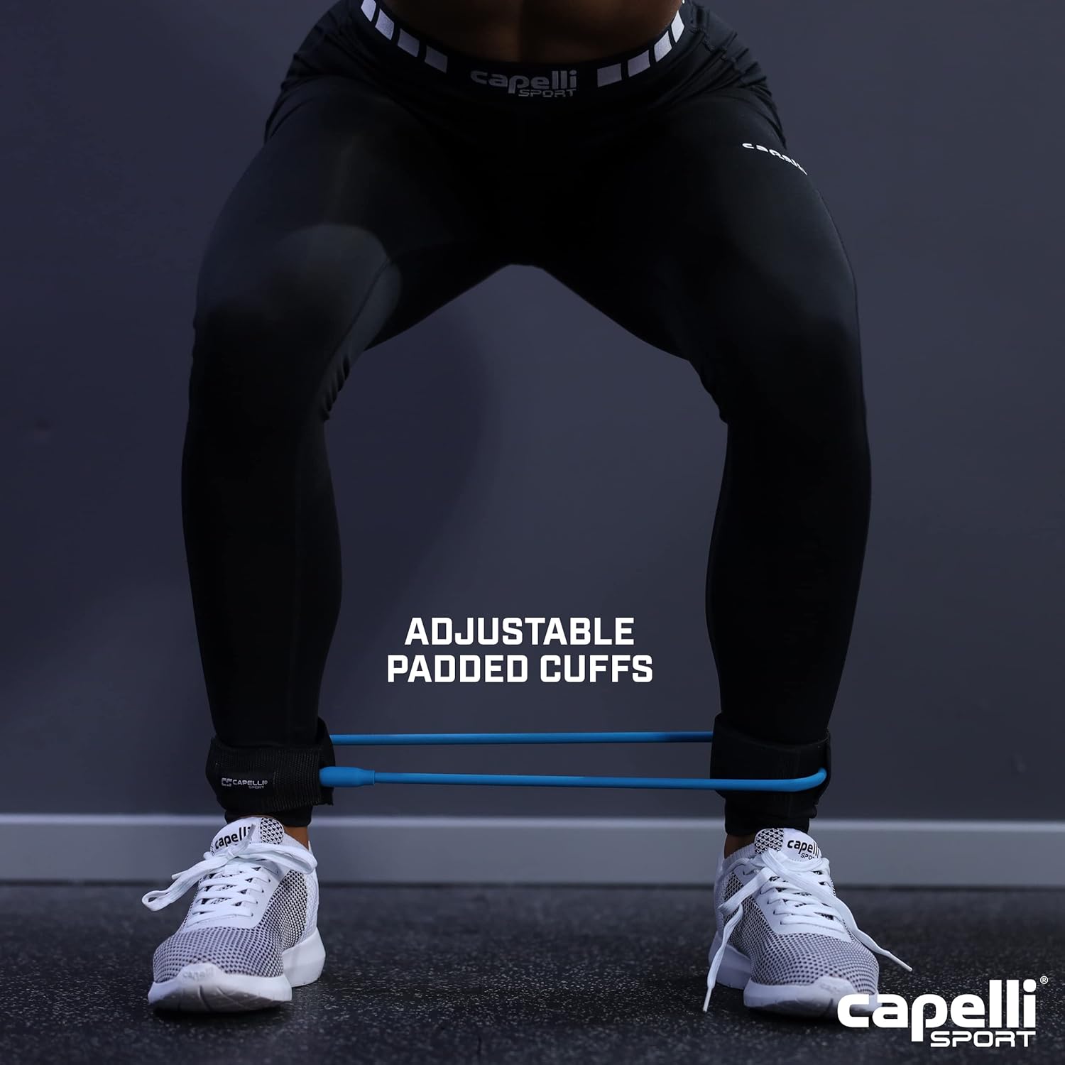 Capelli Sport Ankle Resistance Band, Lateral Exercise Band with Adjustable Cuffs, Workout Bands, Blue, 28 Inch - Image 4