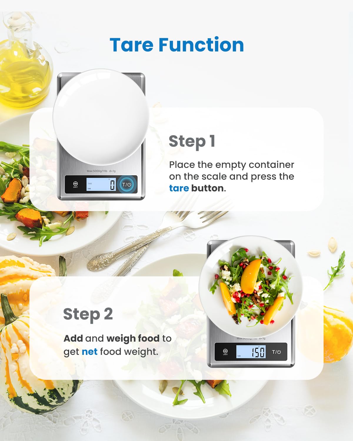 RENPHO Digital Food Scale with Nutritional Calculator, Smart Food Kitchen Scale, Food Weight Scale Grams and Ounces for Weight Loss, Calorie, Macro and Cooking, Stainless Steel - Image 7