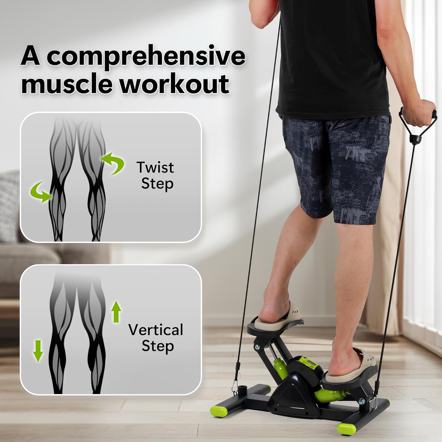 Leikefitness Steppers for Exercise Mini Stair Stepper, Cardio Workout Equipment, Twist Stair Stepper with Resistance Bands Up-Down Motion for Full Body Workout Exercise Equipment for Home - Image 5