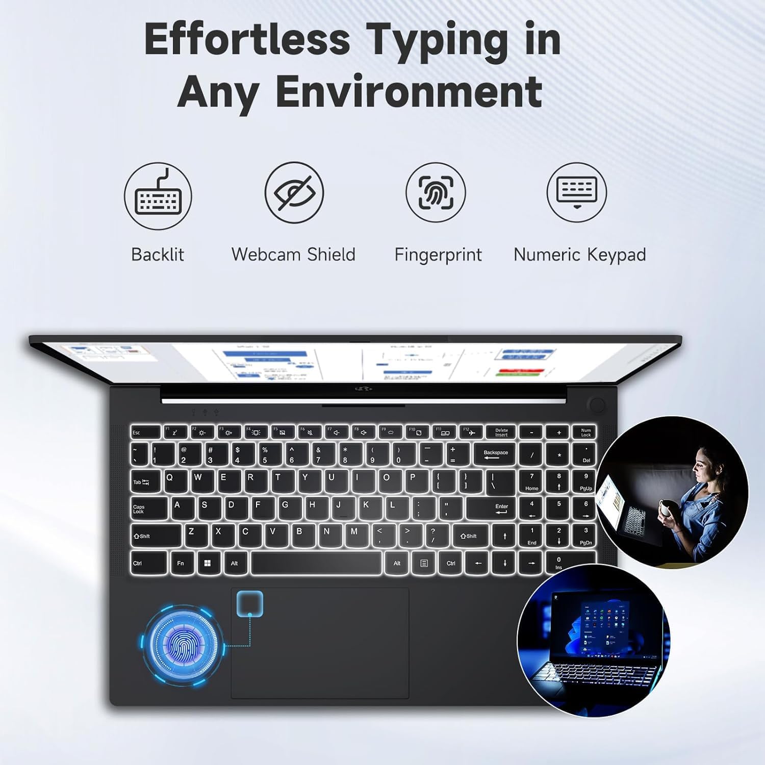 NIMO 15.6" IPS FHD-Business-Laptop, Intel 6 Core i3-1215U 16GB RAM 1TB SSD (Beat i5-1135G7, Up to 4.4GHz) Computer with Backlit Keyboard Fingerprint 65W Type C Wi-Fi 6 Numpad Win 11 - Image 6