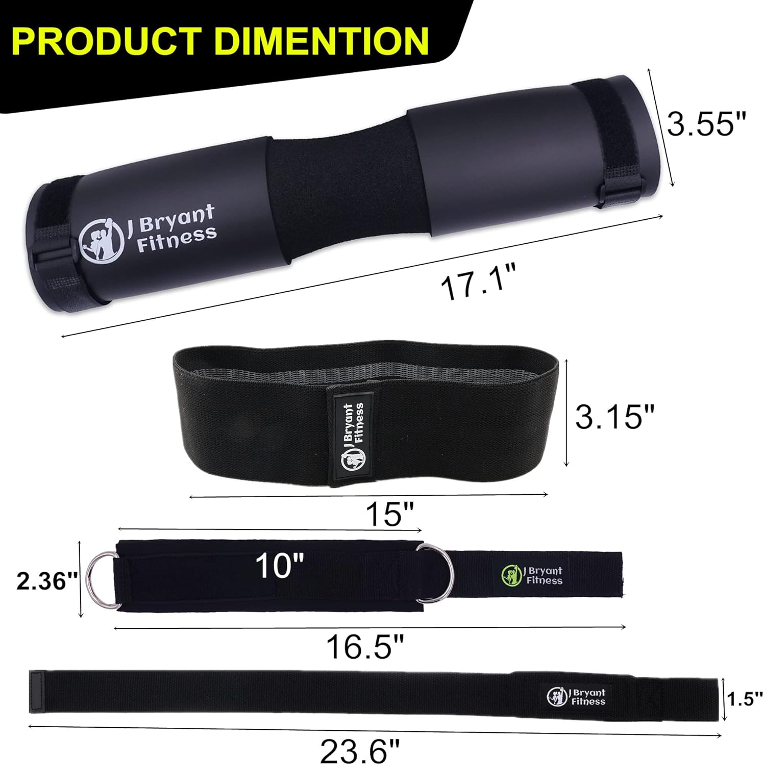 J Bryant Barbell Pad Set with 2 Ankle Straps for Cable Machines Hip Resistance Band Weight Lifting Straps Thick Cushion Hip-Thrusts Pad with Carry Bag for Squats Bench Press Workout - Image 3