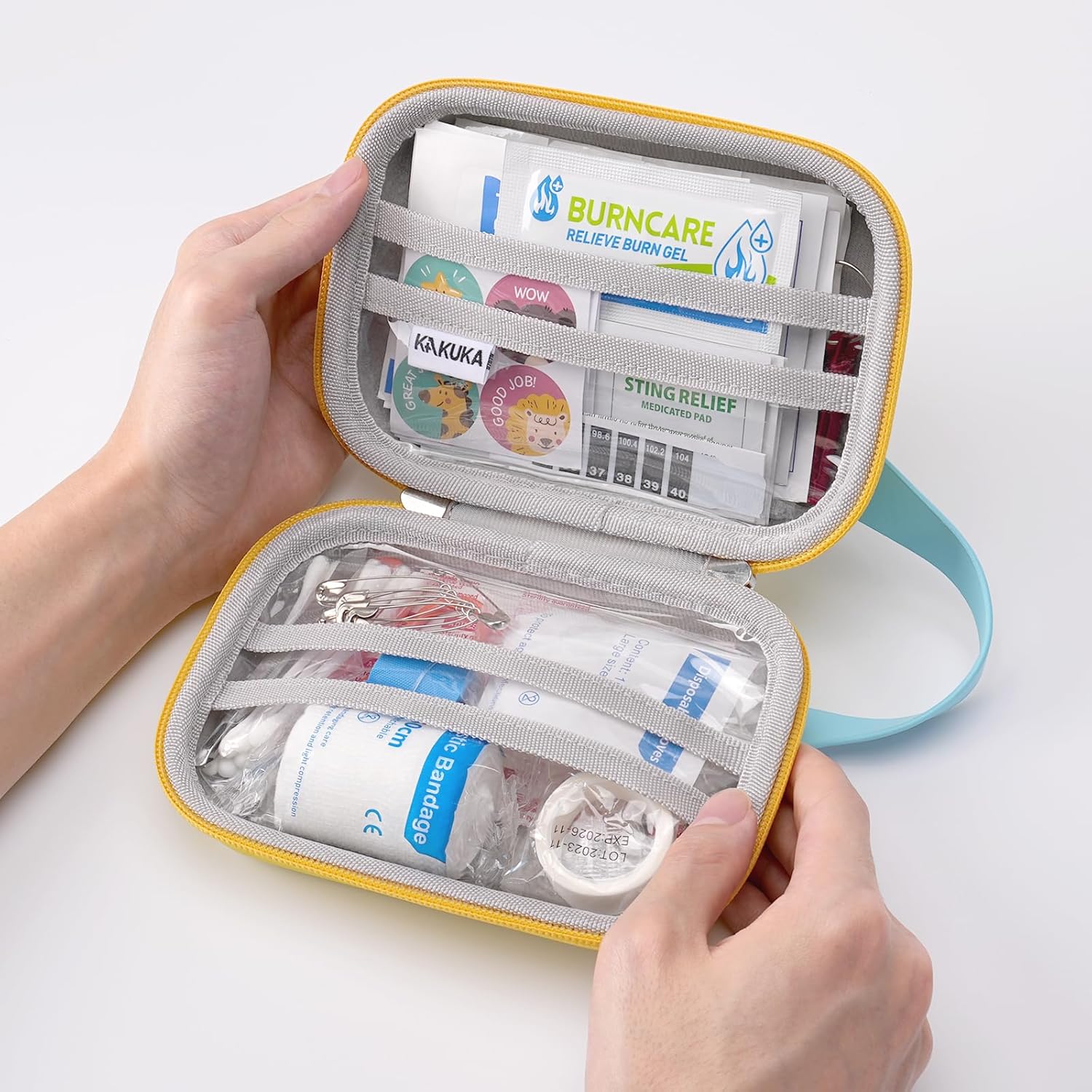 Mini First Aid Kit, 113 Pc. Water-Resistant Hard Toddler Kids Small Cute Case for Car, Home - TSA-Approved Travel Size - Image 4