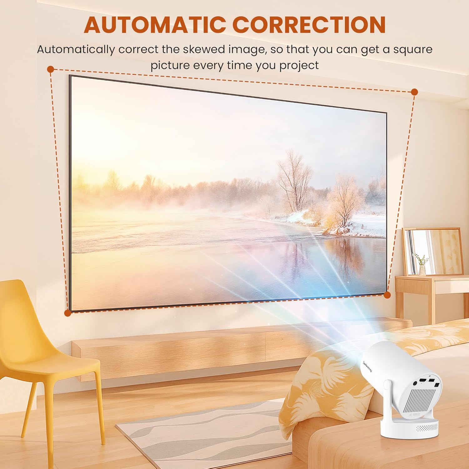 Mini Projector 4K with WiFi Bluetooth 5.4 - Smart Portable Projector for Bedroom & Home Cinema, Netflix Certified, Auto Keystone, Android 11, Voice Control, Air Mouse Remote (HY300Plus) - Image 9