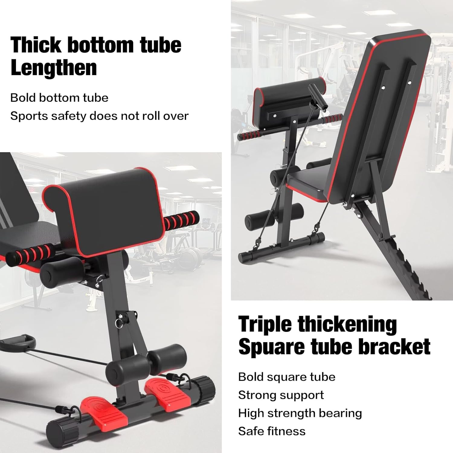 Modern-Depo Adjustable Weight Bench Foldable Press Sit Up Bench for Home Gym Training Full Body Workout Multi-Purpose Flat Incline Exercise Bench, Black - Image 6