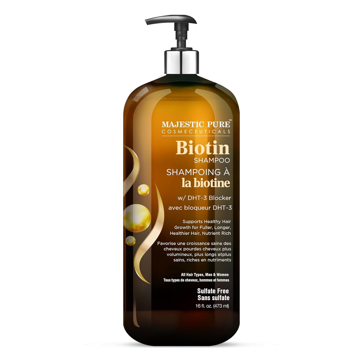 Majestic Pure Biotin Shampoo - Volumizing Shampoo for Hair Loss - with DHT-3 Blocker - Hydrating & Nourishing - Sulfate Free, for Men & Women - Thin Hair Shampoo - 16 fl oz - Image 3