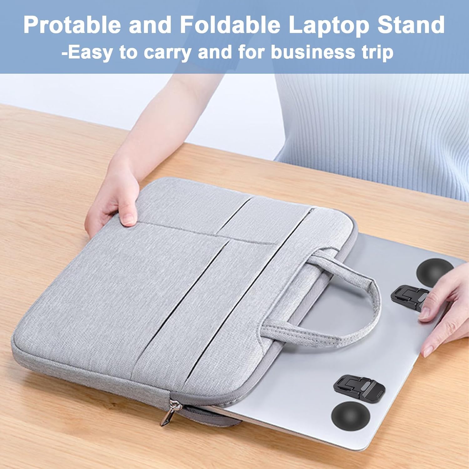 Mini Portable Laptop Stand for Desk Computer Keyboard Stand - Zinc Alloy Keyboard Riser with 2 Adjustable Angles Foldable Invisible Laptop Riser for MacBook, Dell, HP, Lenovo and More, Black - Image 7