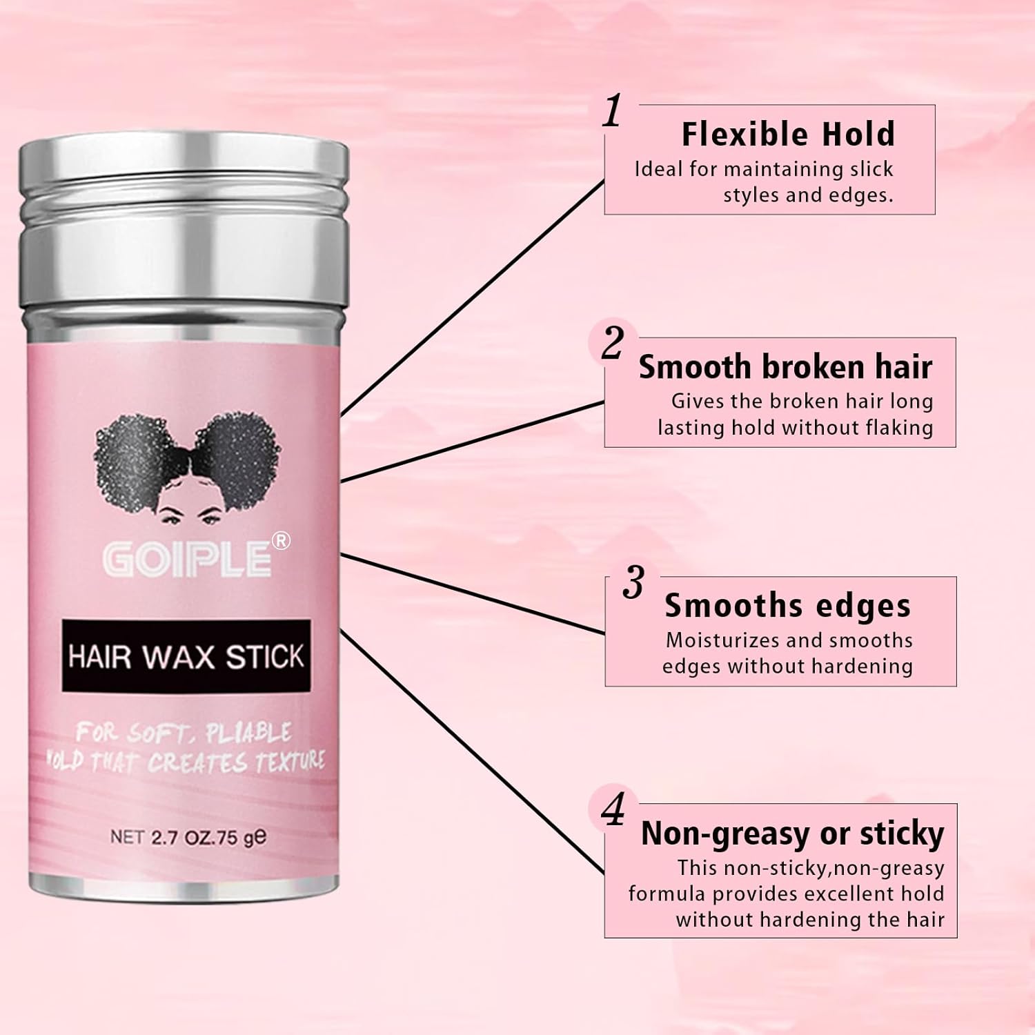 Strong Hold Non-Greasy Edge Control Gel and Wax Stick with Hair Comb for All Hair Types - No Flaking Edge Wax for Styling Black Hair Wigs - Image 7