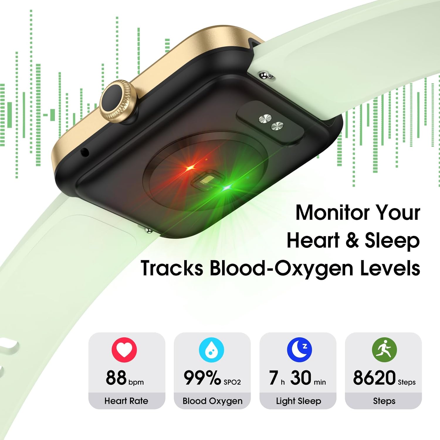Smart Watch, Fitness Tracker Watch with Heart Rate Monitor, SpO2, Sleep Tracker, 5ATM Waterproof Smartwatch for Women Men Step Counter Pedometer Fitness Watch for iOS and Android Phones - Image 3