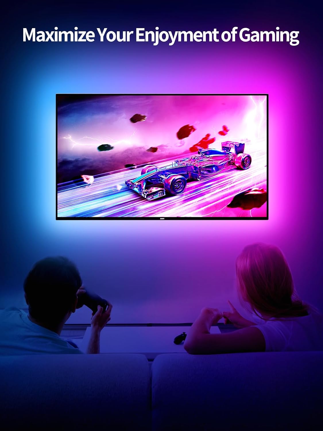 TV Lights, 16.4ft LED Lights for 45-75 Inch TV, RGB TV Lights Backlight Behind, Music Sync Bluetooth APP and Remote Control TV LED Strip Lights USB Powered for Bedroom/Gaming - Image 4