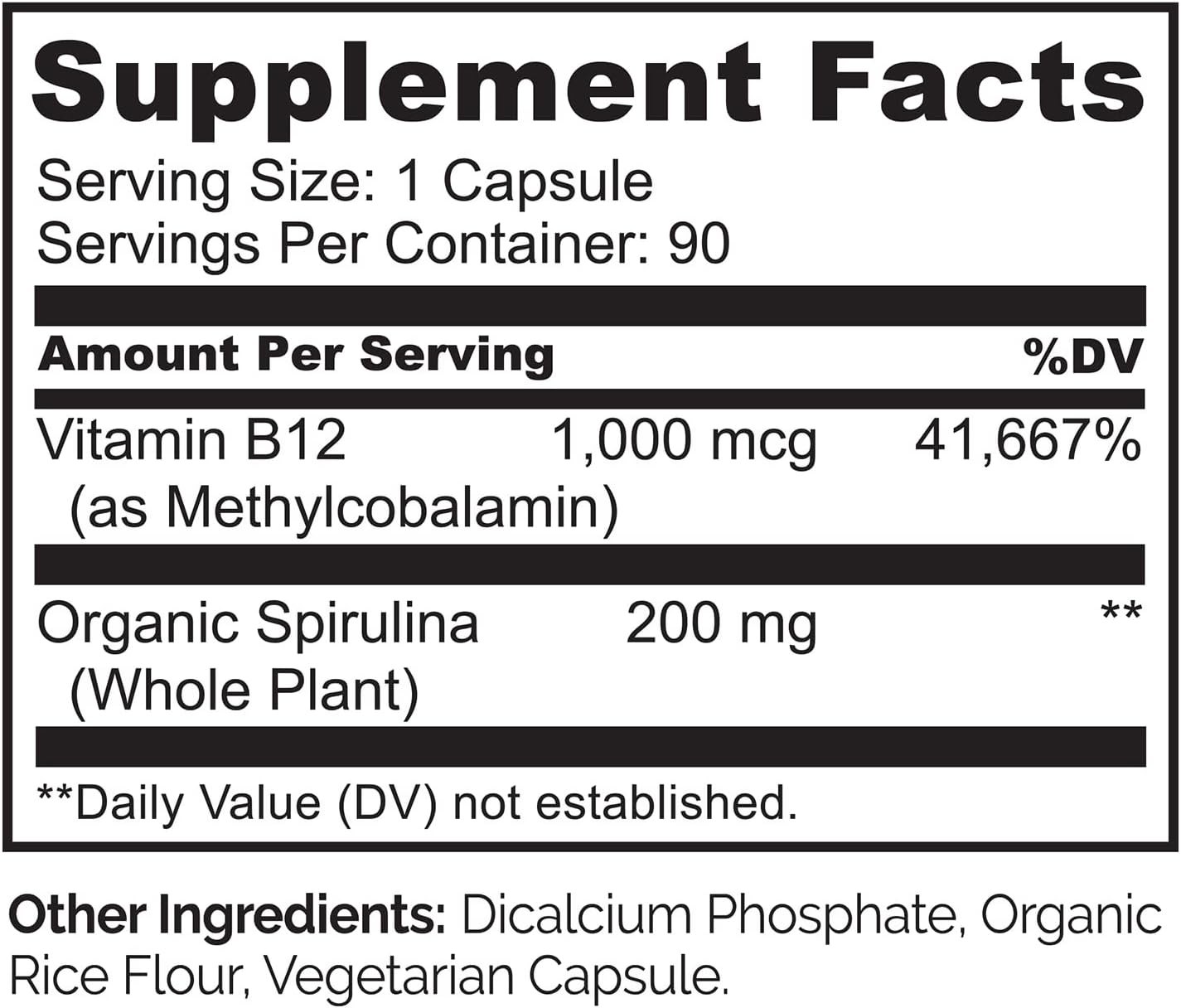 NATURELO Vegan B12 - Methyl B12 with Organic Spirulina - High Potency Vitamin B12 1000 mcg Methylcobalamin - Supports Healthy Mood, Energy, Heart & Eye Health - 90 Capsules - Image 9