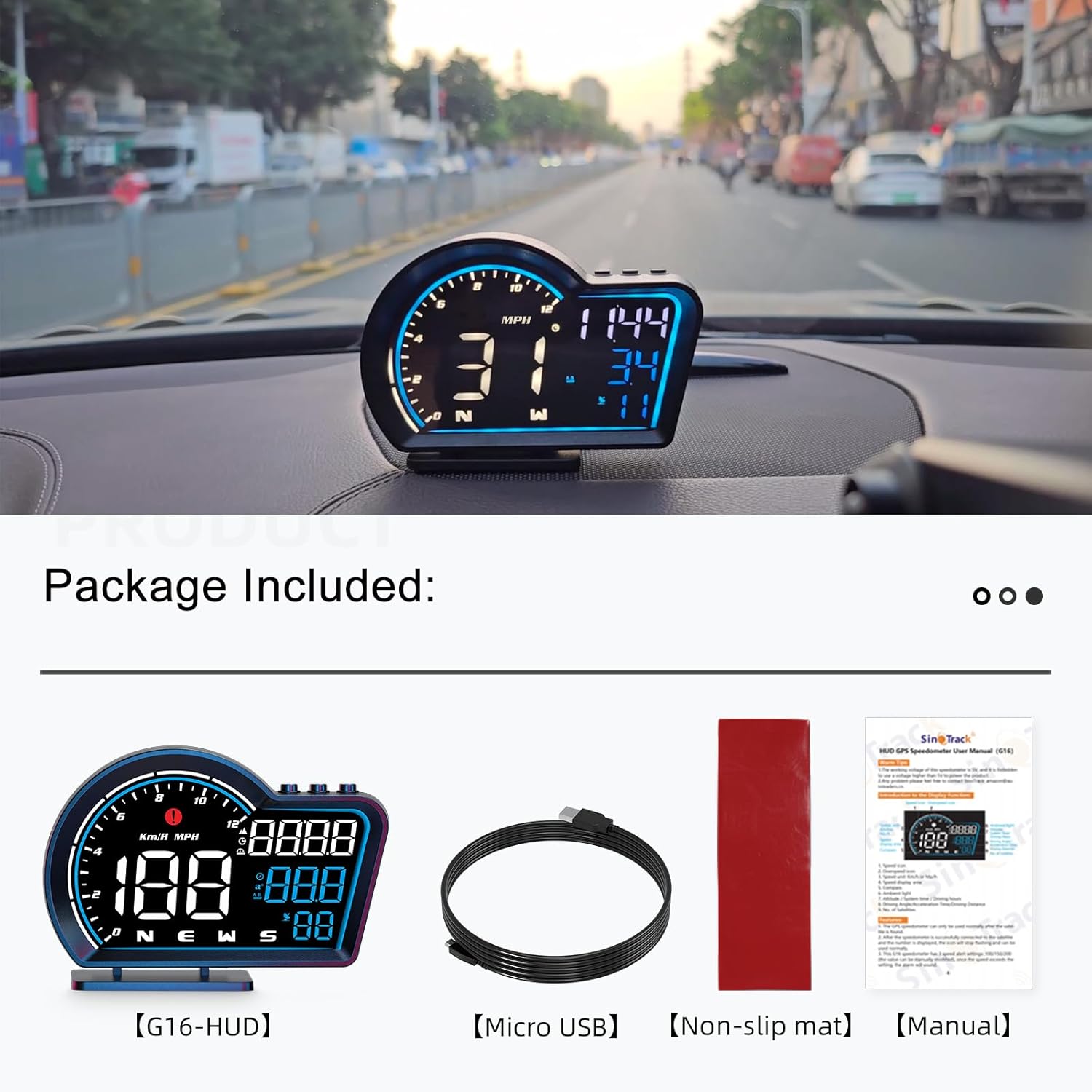 SinoTrack HUD Digital GPS Speedometer for Car Universal Heads Up Display Oversize Screen Large LCD MPH Speedometer Speed Fatigued Diving Alert Over-Speed Alarm Compass for All Vehicle - Image 8