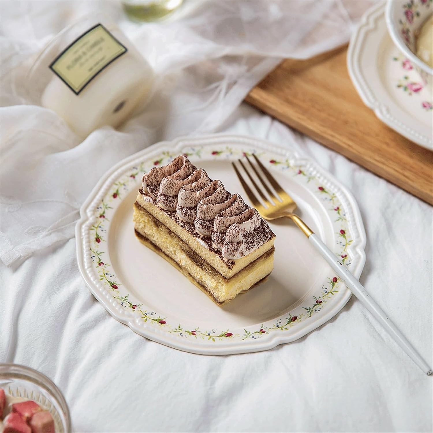 Dinner plate, Ceramic Vintage Rose Dinner Plate Kitchen Tableware Deep Plate Dinner Plate Large Size Dinner Plate Suitable for Salad Steak,Dinnerware - Image 8