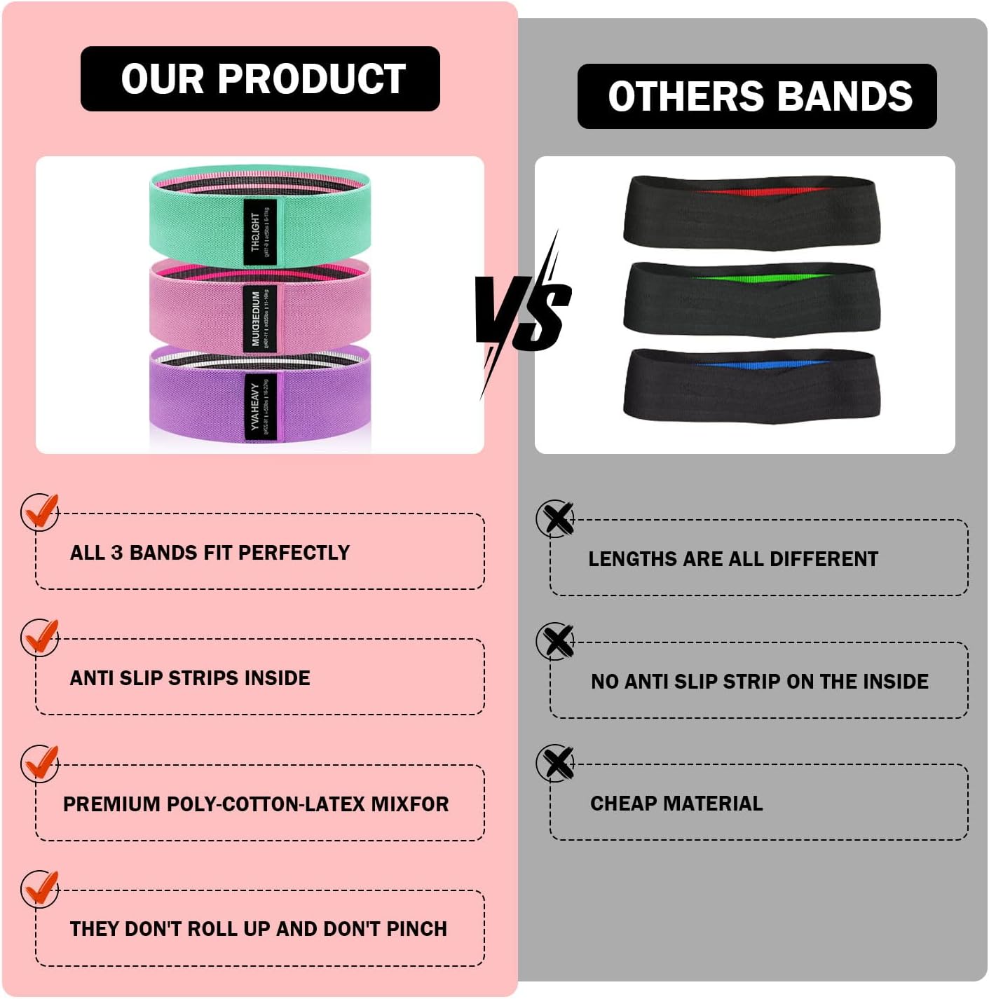 Non-Slip Fabric Resistance Bands for Working Out, Loop Exercise Bands for Booty Leg, Butt, Glute, Stretch Workout Bands for Women & Men, Hip Elastic Bands for Home Gym Fitness, Yoga, Pilates - Image 9