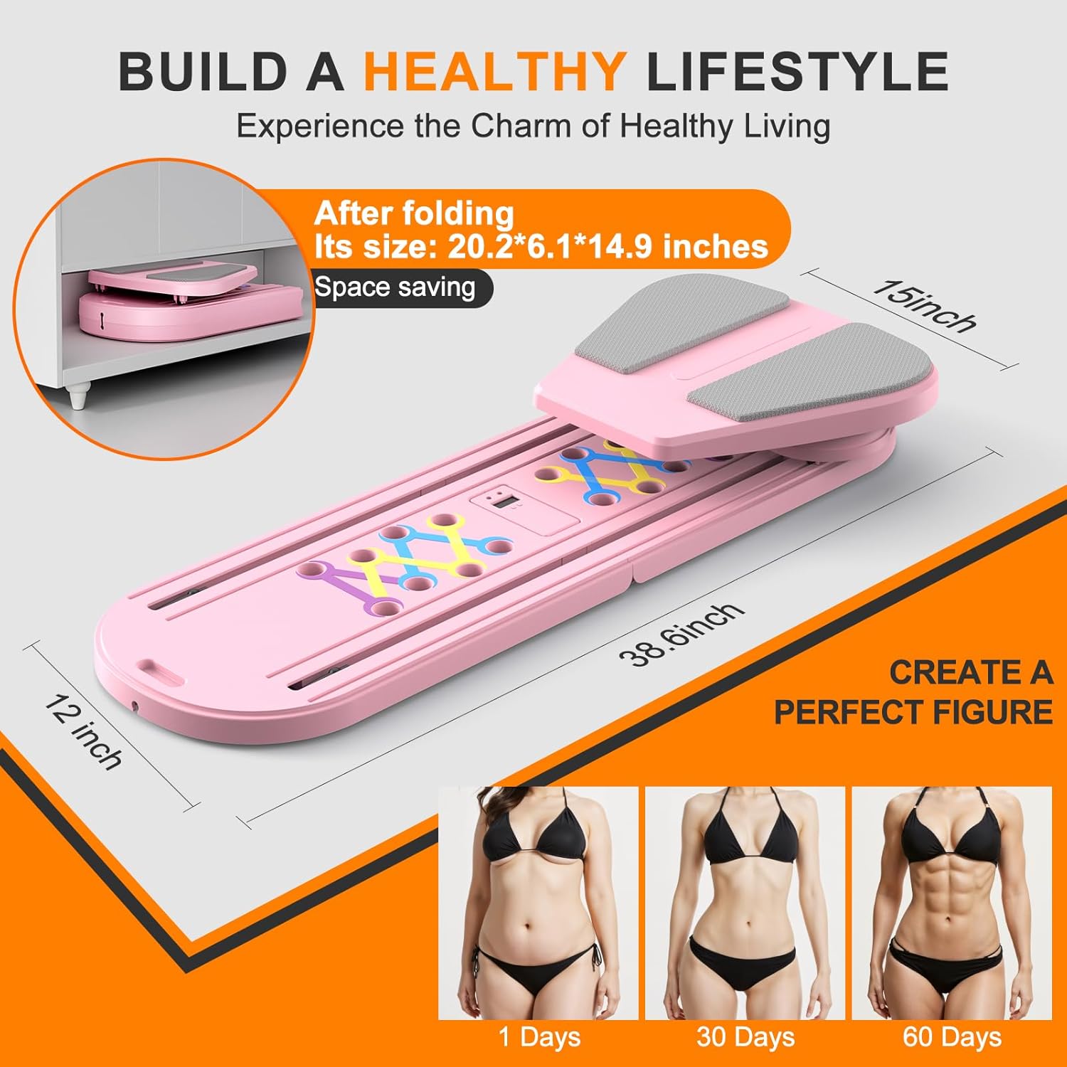 Pilates Board,Multifunctional Rebound Abdominal Board,Foldable Pilates Reformer Set,Ab Core Trainer Machine,Ab Board,Exercise Board,Abs Workout Equipment for Women Men Home Gym Equipment - Image 8