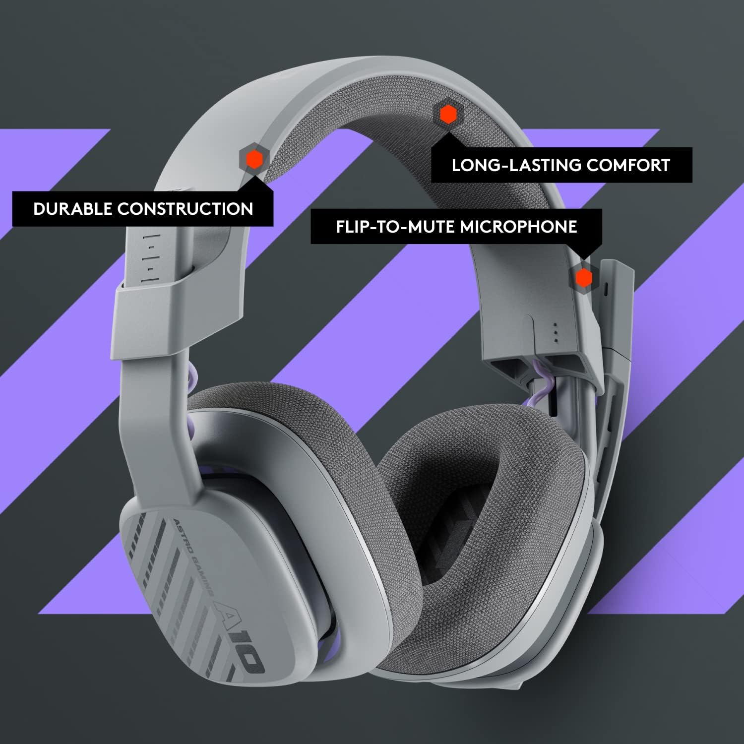 Logitech G Astro A10 Gen 2 Cross-Platform Wired Gaming Headset for PlayStation 5/4, Xbox S|X, Nintendo Switch, PC: 3.5mm Headphone Jack, 32mm Drivers, Flip-to-Mute Mic, Over-Ear - Grey - Image 10