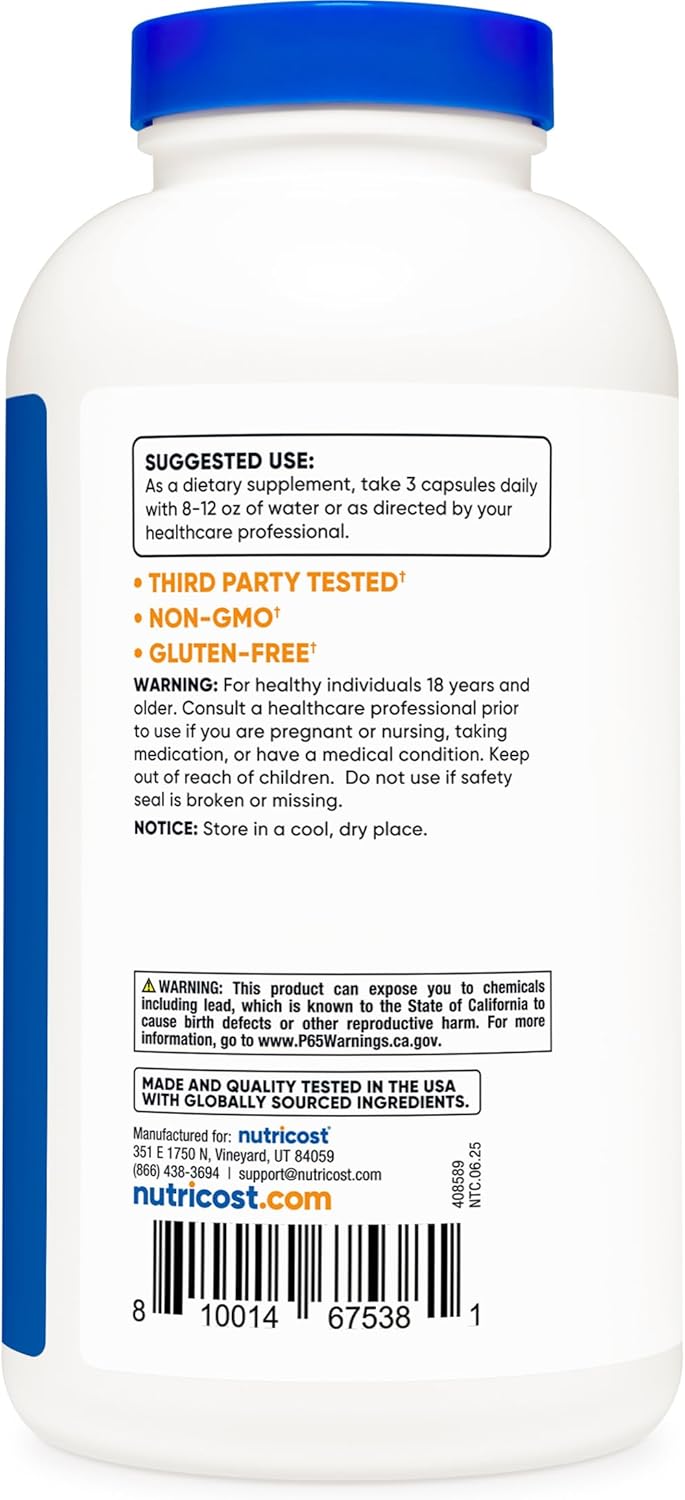 Nutricost Psyllium Husk 1500mg Per Serving, 500 Capsules - Non-GMO & Gluten Free - Image 5