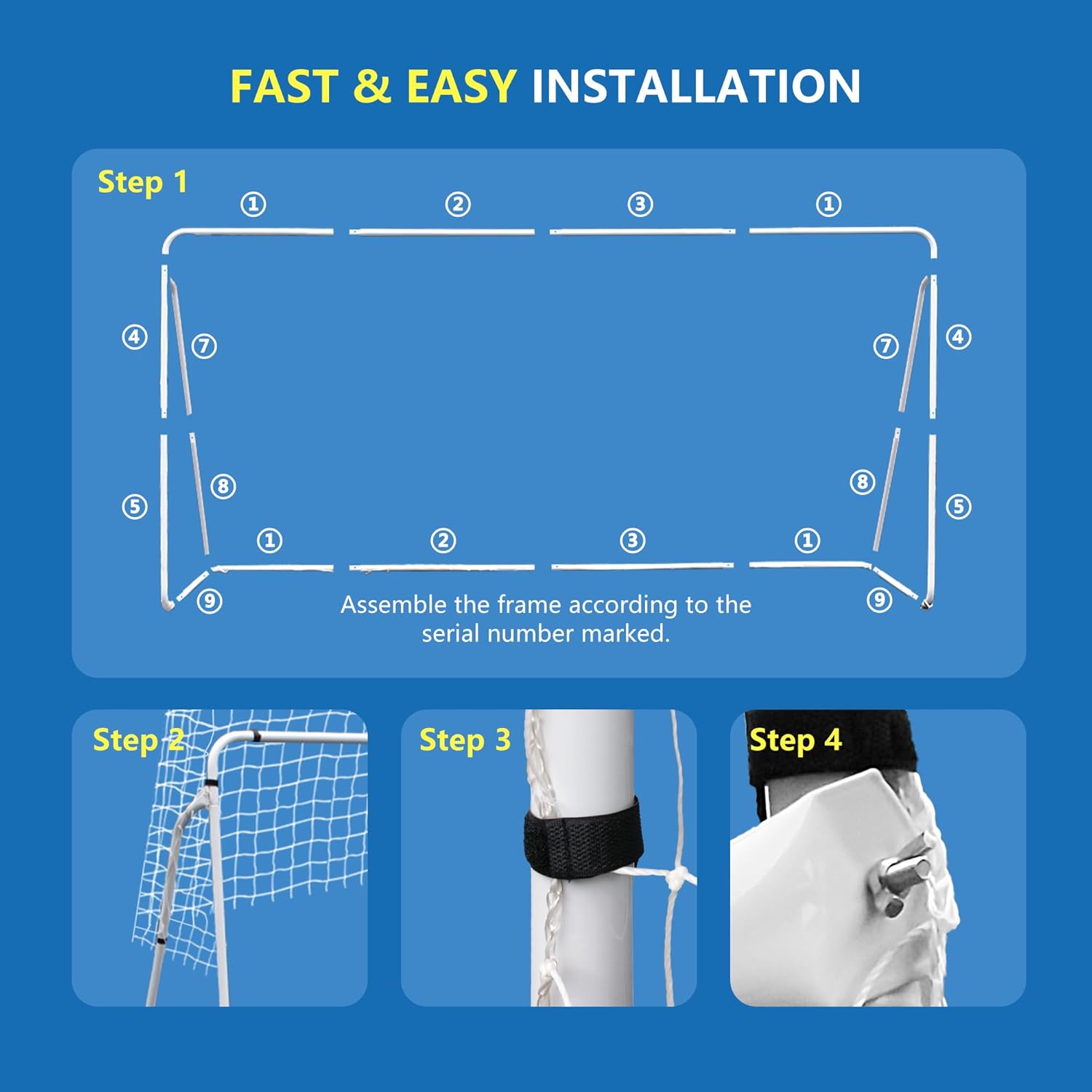 F2C Soccer Net 12 x 6FT/10x6.5 FT /8x5 FT Soccer Goal for Backyard, Steel Frame for Kids, Adult Portable Shooting Training Aid with Carry Bag,Ground Stakes Waterproof - Image 4
