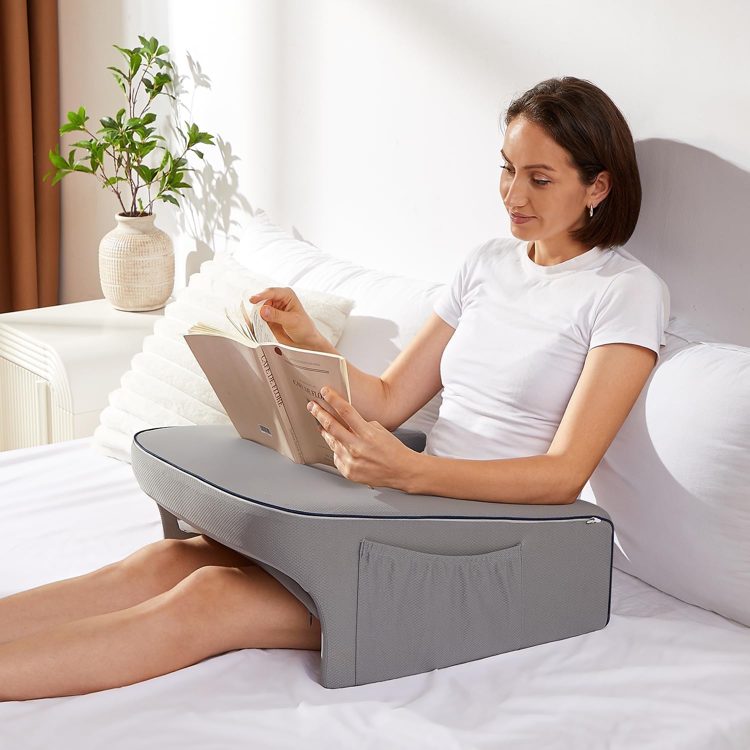 Laptop Stand for Bed,Lap Desk Pillow,Memory Foam Reading Pillow,Office Desk Accessories,Lap Desk for Laptop with Cushion,Laptop Desk for Bed(Grey) - Image 2
