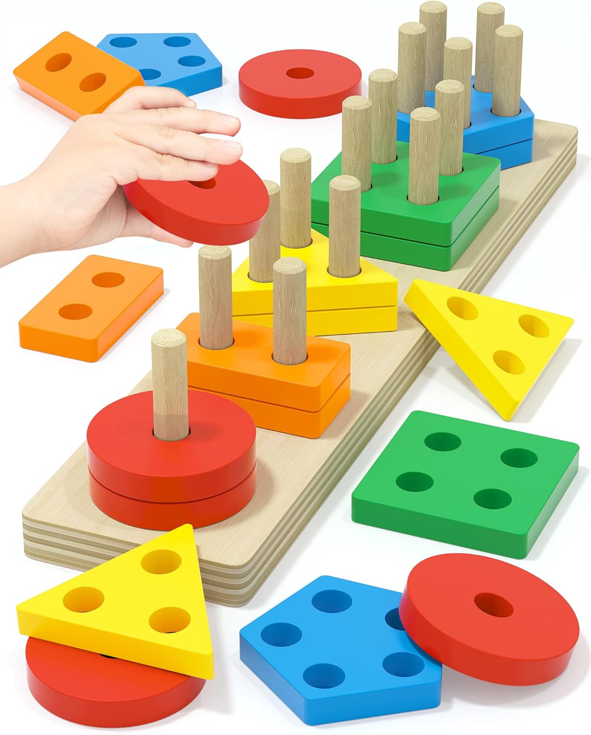 Yetonamr Montessori Toys for 1 2 3 Years Old Boys Girls Birthday Gifts, Wooden Sensory Toys for Ages 2-4 Kids Baby, Toddler Learning Toy Activities Puzzles Ages 1-3 - Image 2