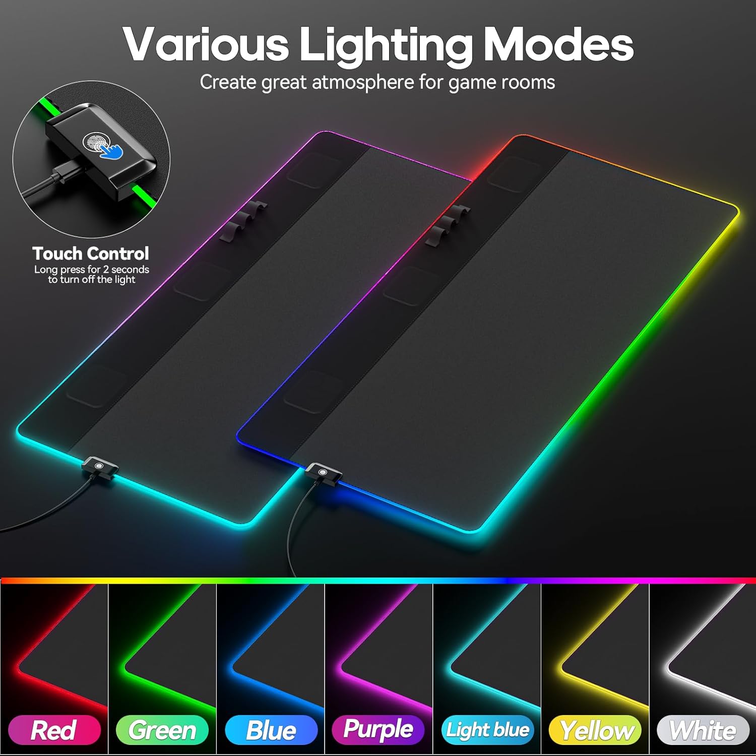 KDD RGB Gaming Mouse Pad with Magnetic Organizer Set - 8 in 1 Desk Keyboard Mat with Desktop Storage for Headset & Controller Stand/Remote Holder/Pen Holder/Cable Management for Gamer Accessory Setup - Image 5