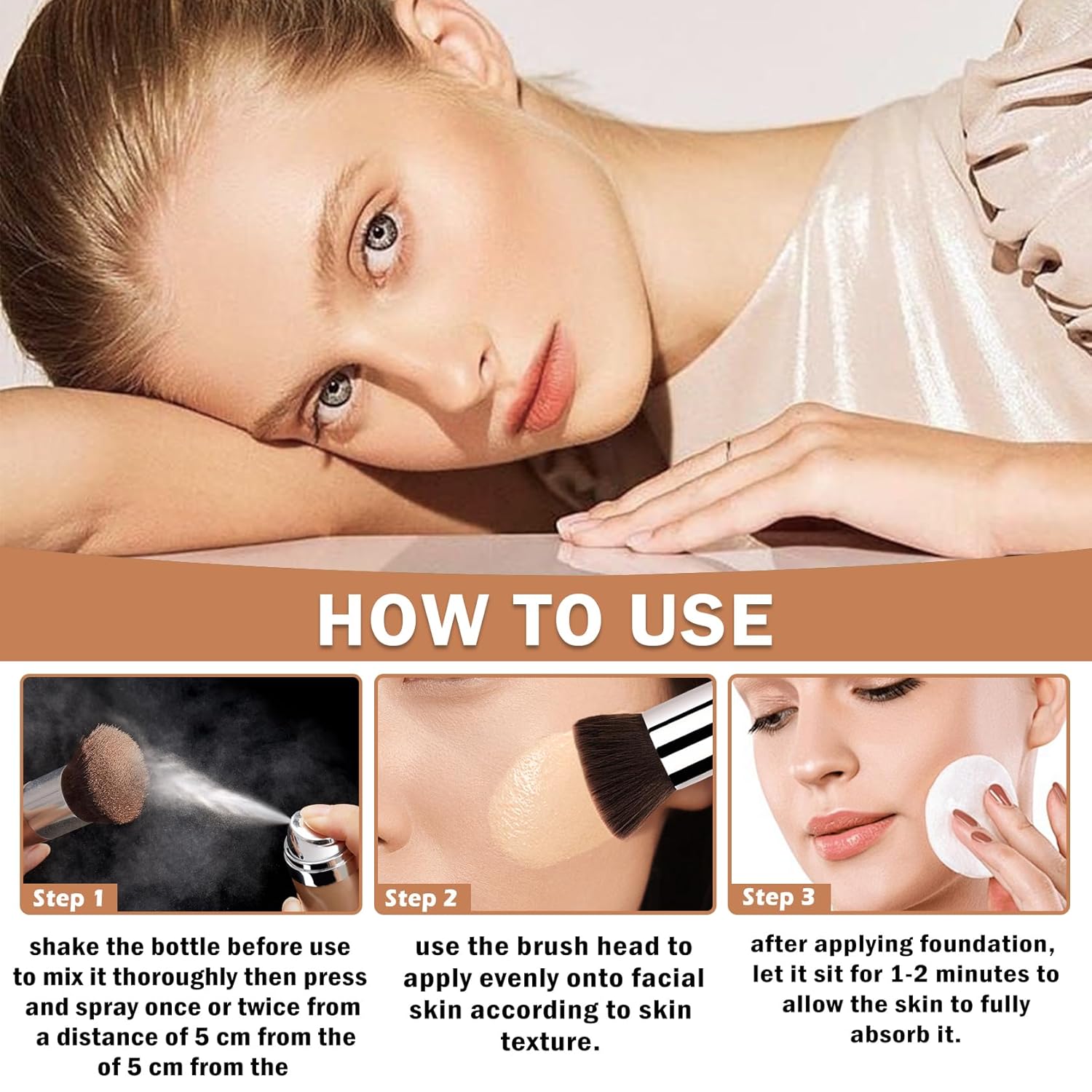 Air Brush Makeup Foundation,Flawless Airbrush Foundation for Older Women,Teenagers,Middle-aged and Mature Skin,Lightweight Moisturizing,Buildable Coverage for Smooth Radiant Skin (02 Beige) - Image 7