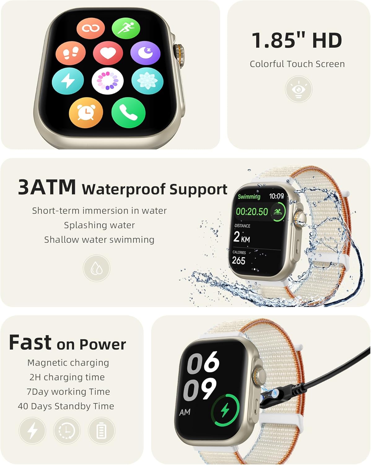 Parsonver Built-in GPS Smart Watch for Women Men with Bluetooth Calling, GPS Fitness Activity Tracker 100+ Sport Modes, Heart Rate Sleep Monitor, Waterproof Pedometer for Android & iPhone(Two Bands) - Image 8
