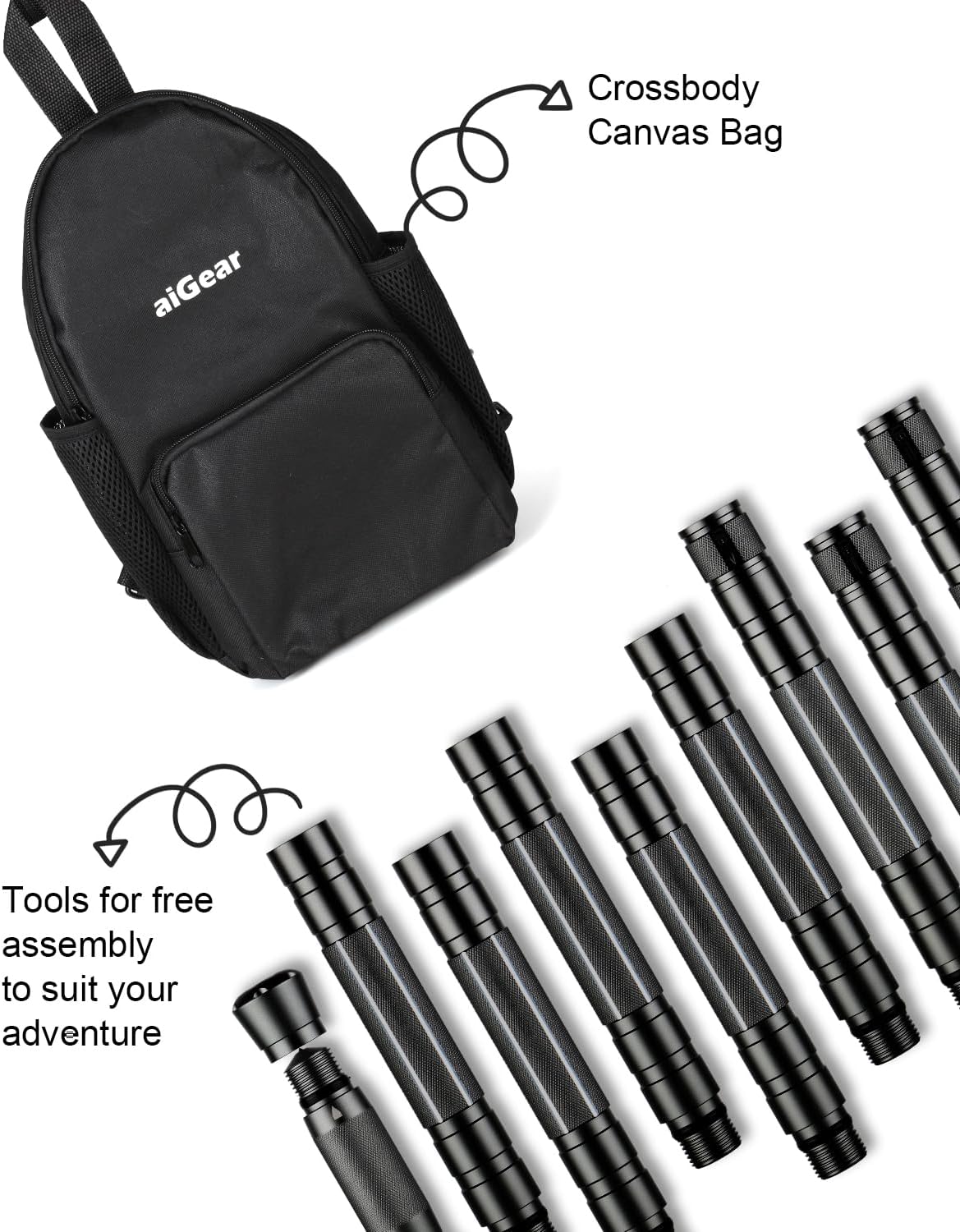 aiGear 5/6/7/8 Tube Adjustable Walking Hiking Stick, Upgraded Adjustable Hiking Staff with Outdoor Gear Trekking Poles for Outdoor Adventures - Image 3