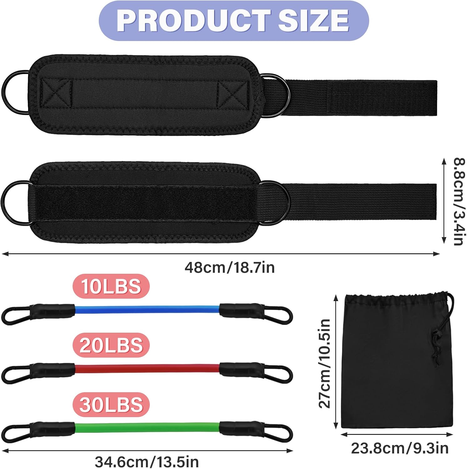 Ankle Resistance Bands with Cuffs, Portable Ankle Bands for Working Out Resistance Bands Set with Ankle Straps, Butt Exercise Equipment for Women Men Legs and Glutes - Image 3